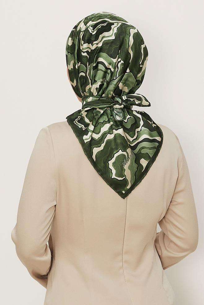Vêtements hijab KAKI ALVINA ÉCHARPE À MOTIF 8614 - ALVİNA