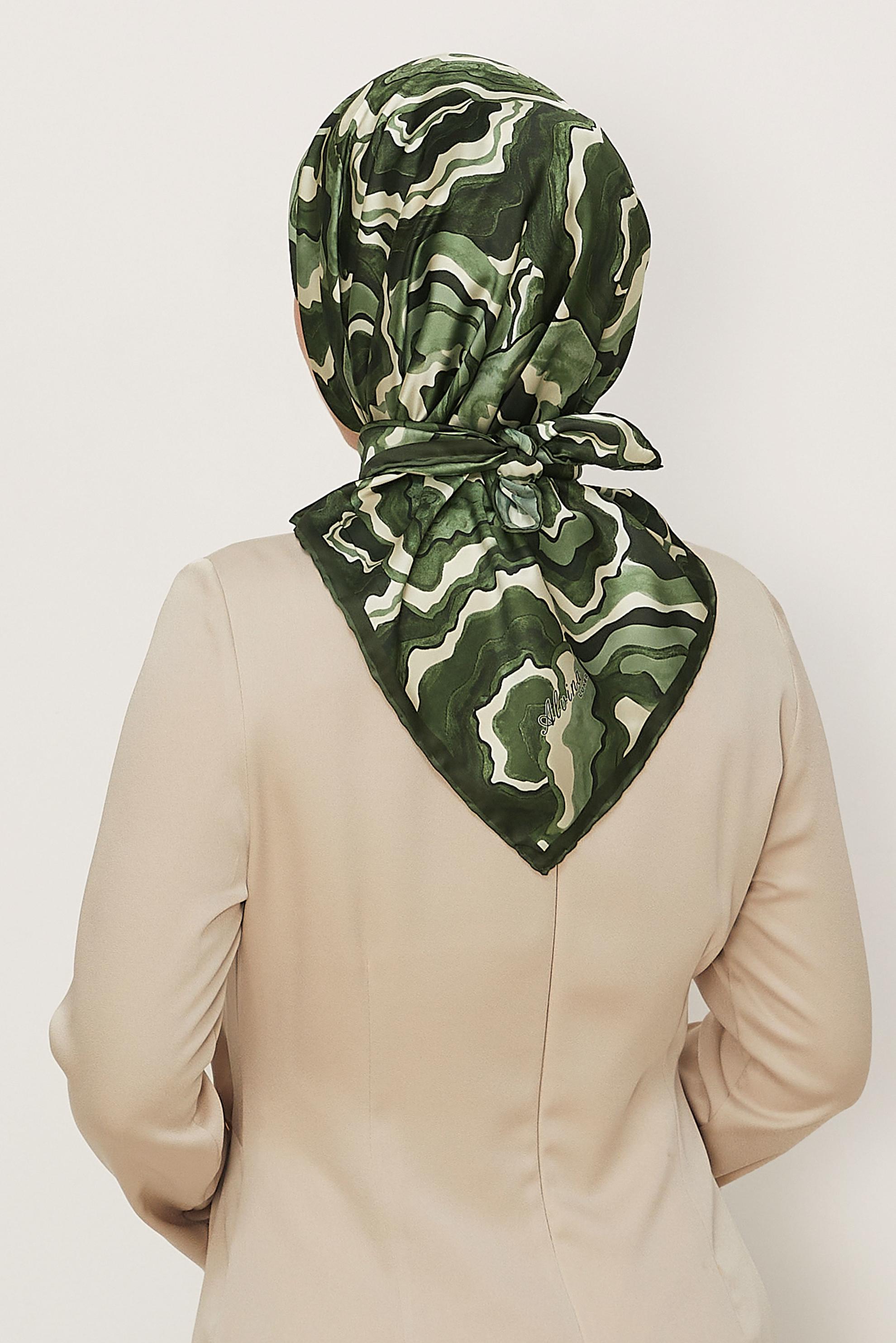 Vêtements hijab KAKI ALVINA ÉCHARPE À MOTIF 8614