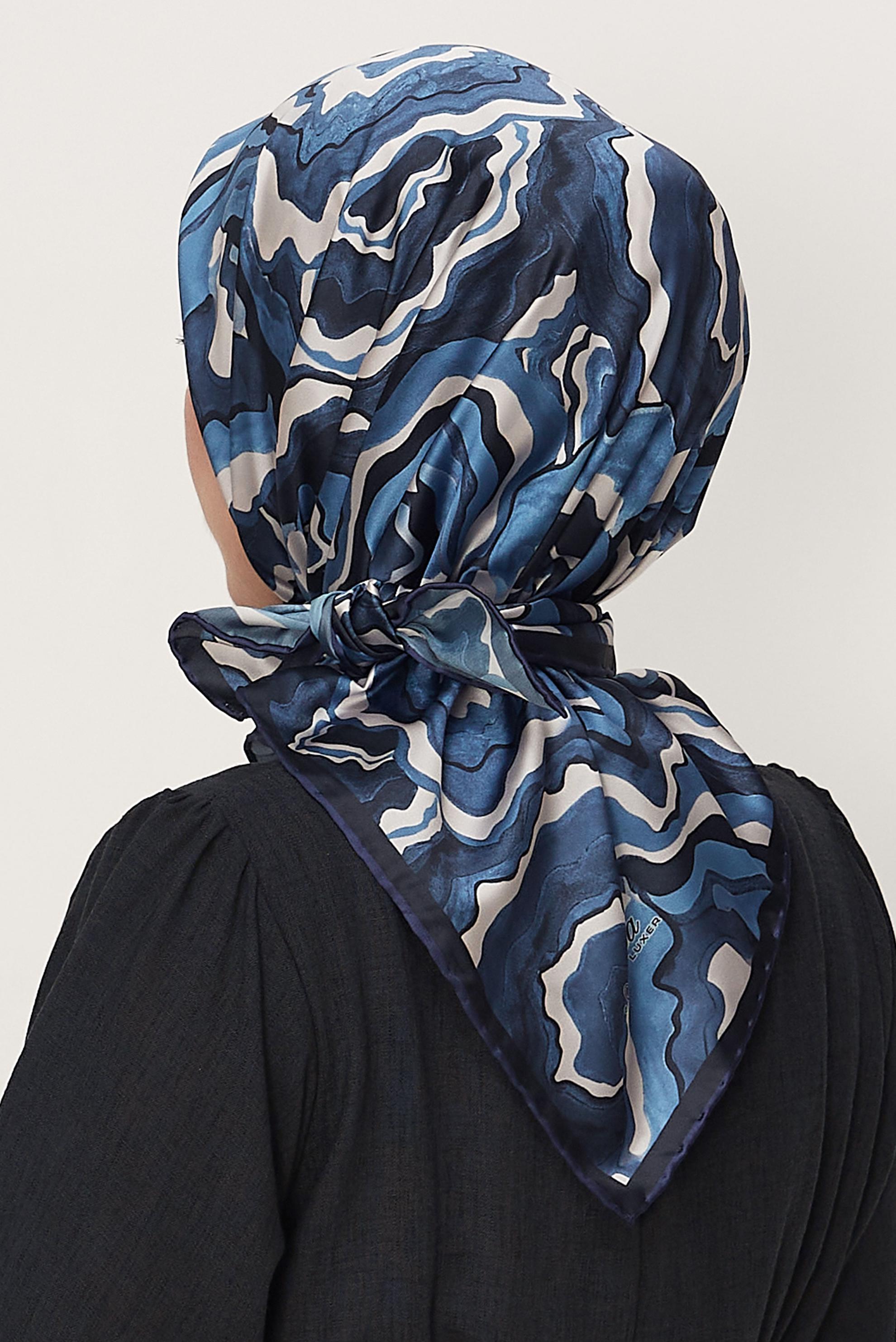 Hijab clothing NAVY BLUE ALVINA PATTERNED SCARF 8614