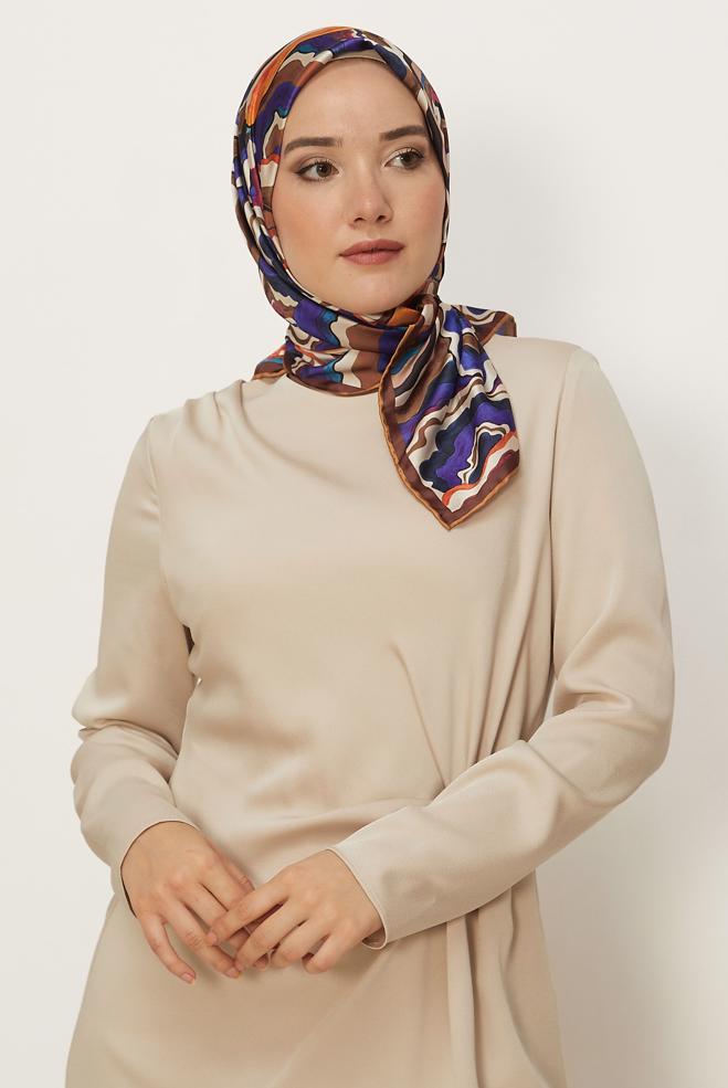 Vêtements hijab PRUNE ALVINA ÉCHARPE À MOTIF 8614 - ALVİNA