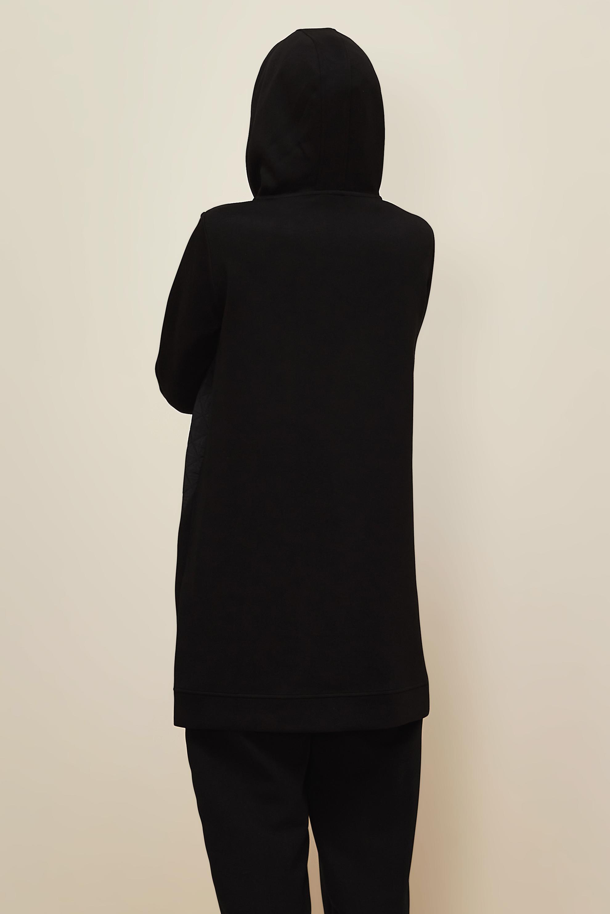 Tesettür giyim SİYAH KAPÜŞONLU EŞOFMAN TUNİK 45181