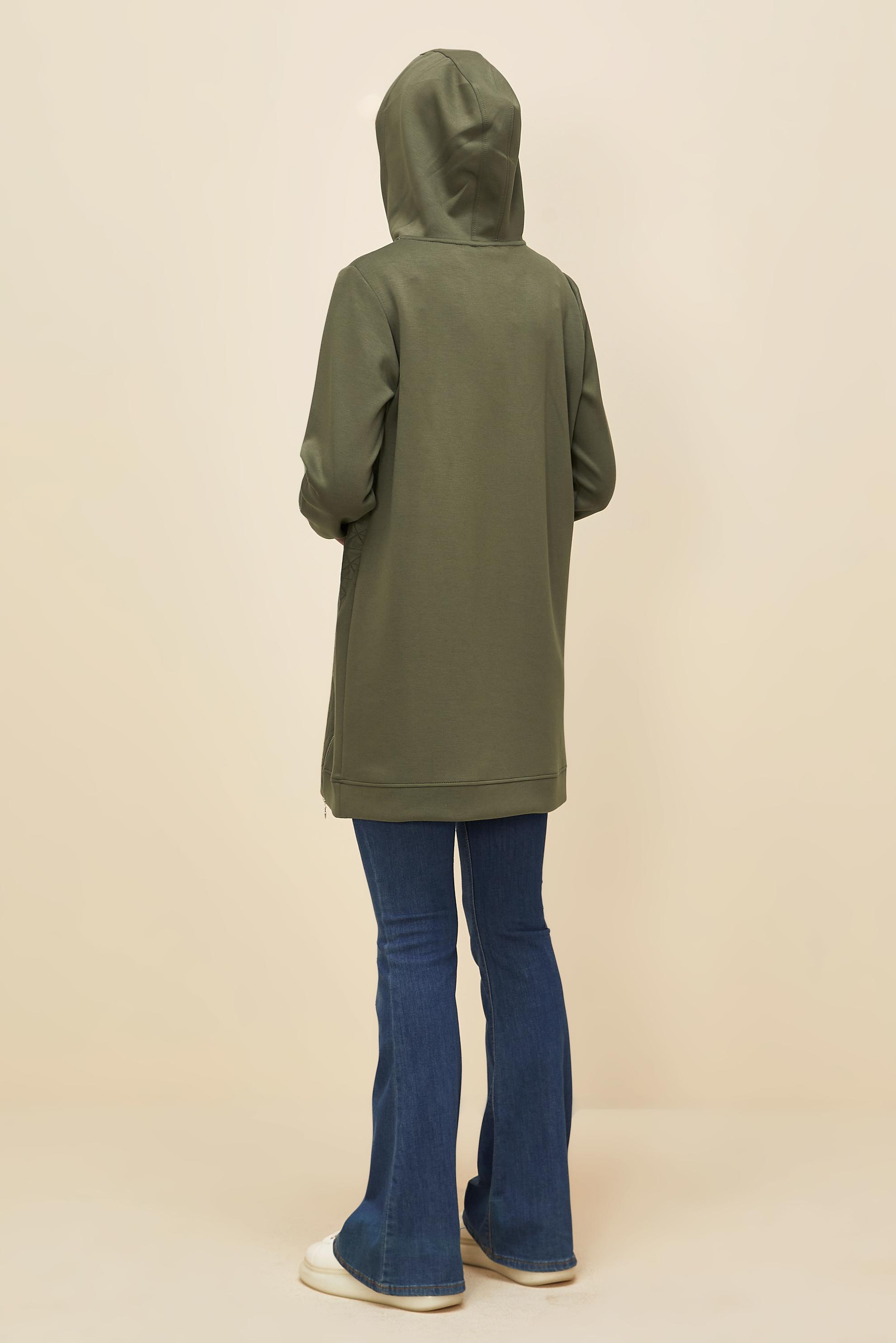 Vêtements hijab KAKI TUNIQUE DE SURVÊTEMENT À CAPUCHE 45181