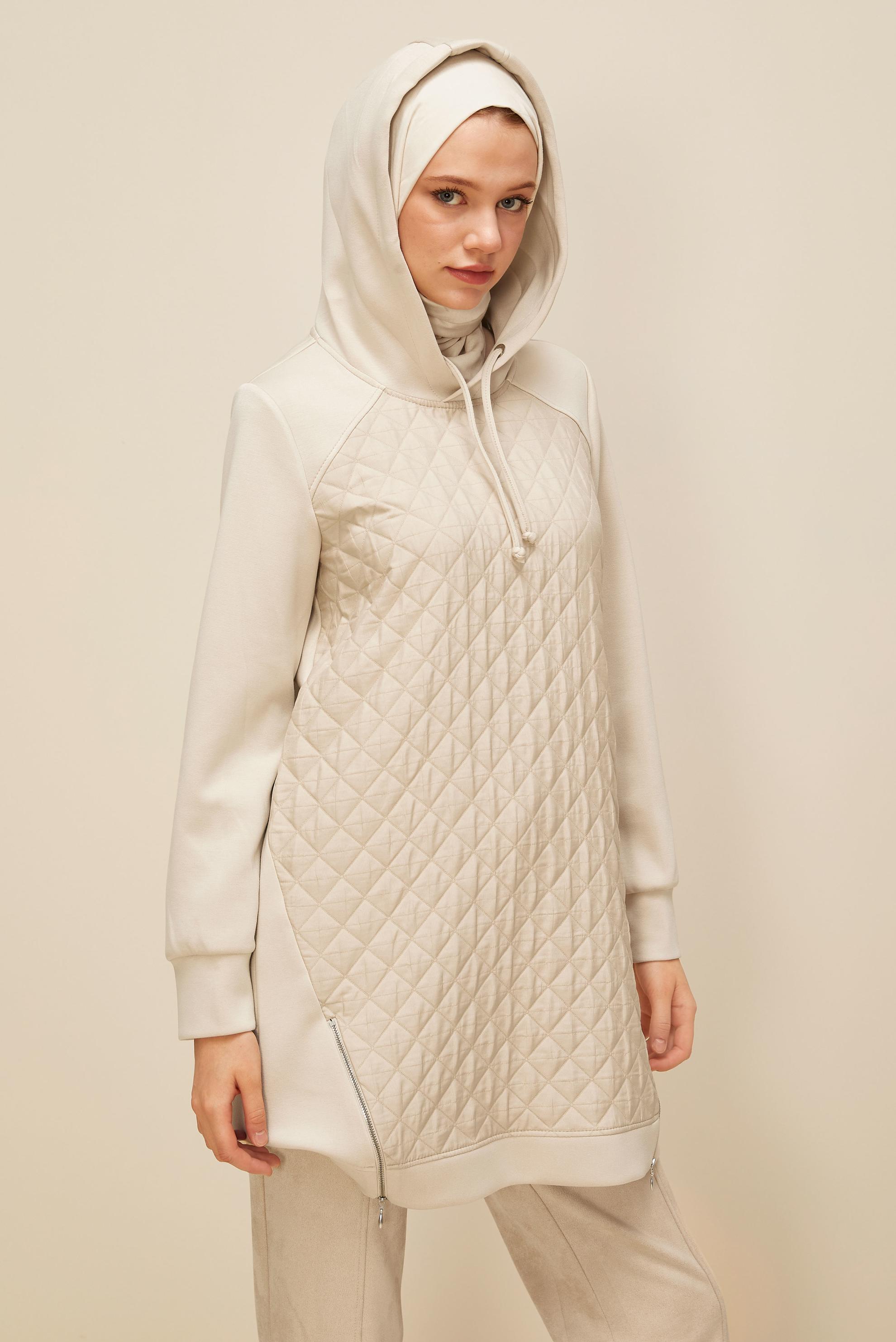 Vêtements hijab ÉCRUE TUNIQUE DE SURVÊTEMENT À CAPUCHE 45181