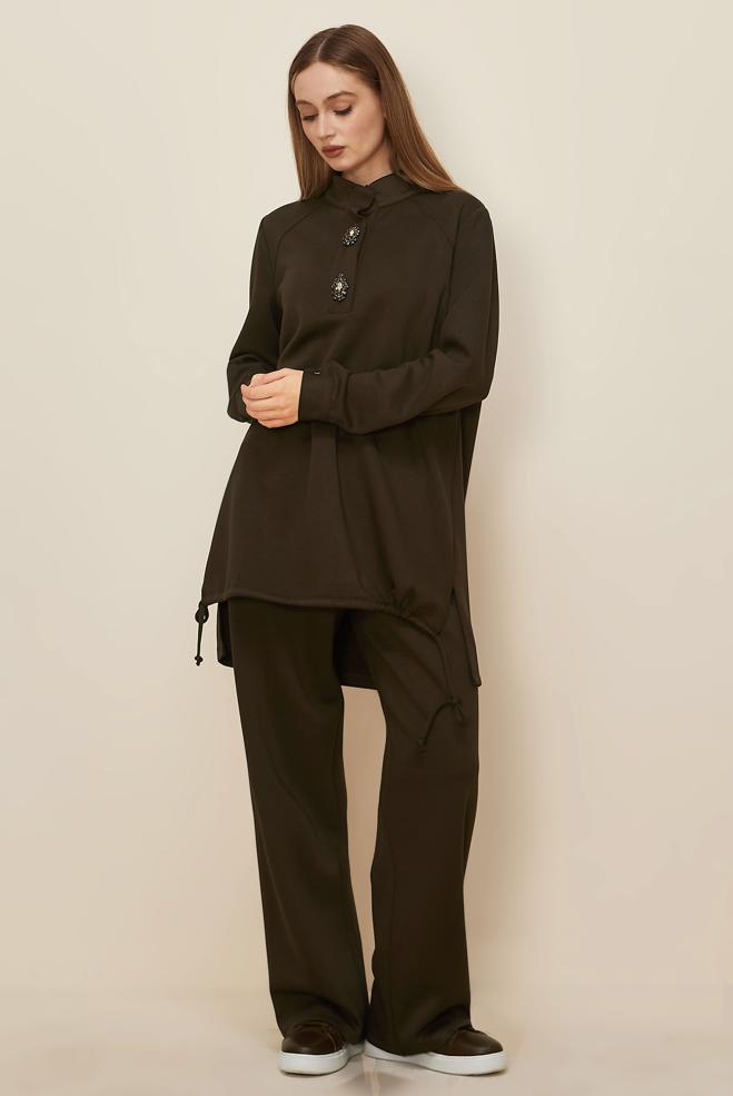 Tesettür giyim KAHVE PANTOLONLU EŞOFMAN TAKIMI 45205 - ALVİNA