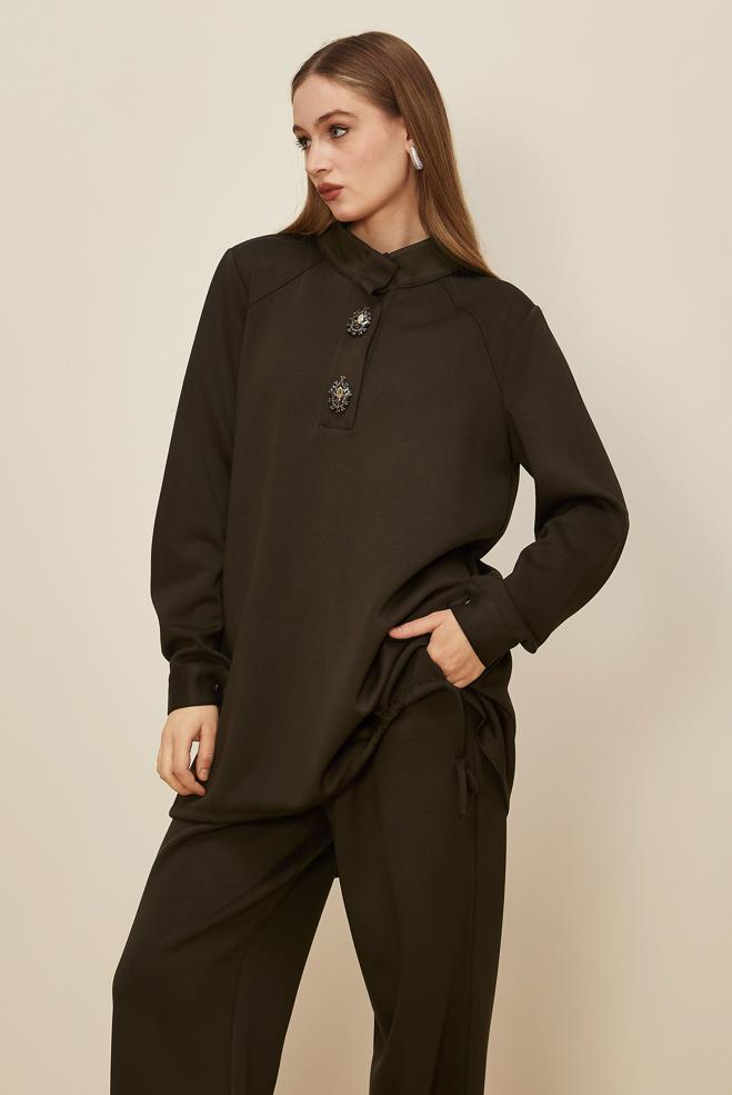 Tesettür giyim KAHVE PANTOLONLU EŞOFMAN TAKIMI 45205 - ALVİNA