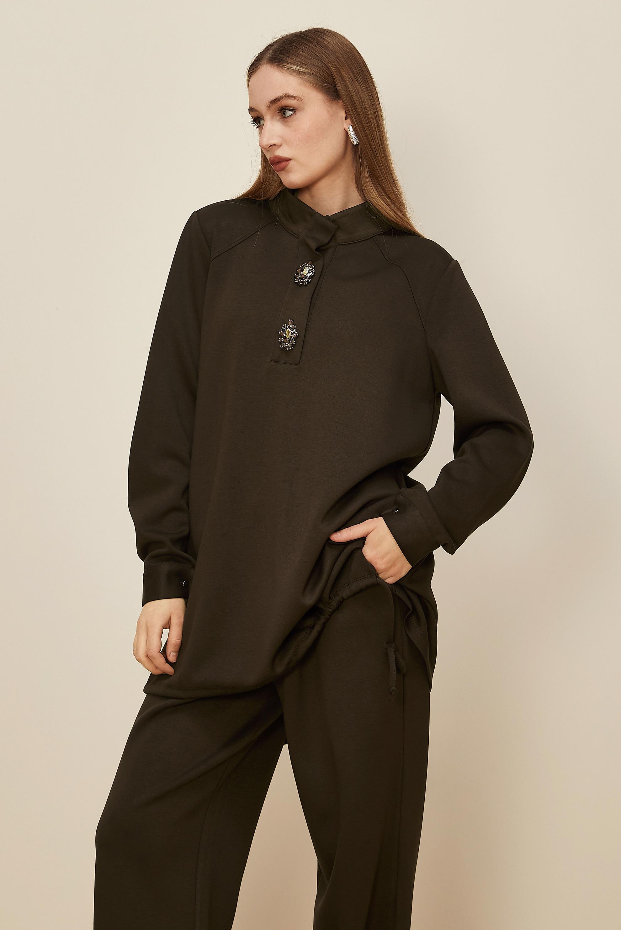 Tesettür giyim KAHVE PANTOLONLU EŞOFMAN TAKIMI 45205