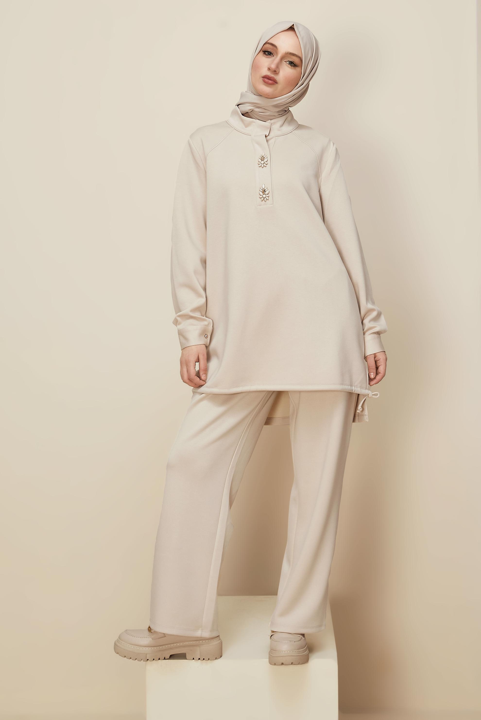 Hijab clothing ECRU 45205 CHAKRA 2&prime;Lİ PANT.EŞOF.40-48 TEK40