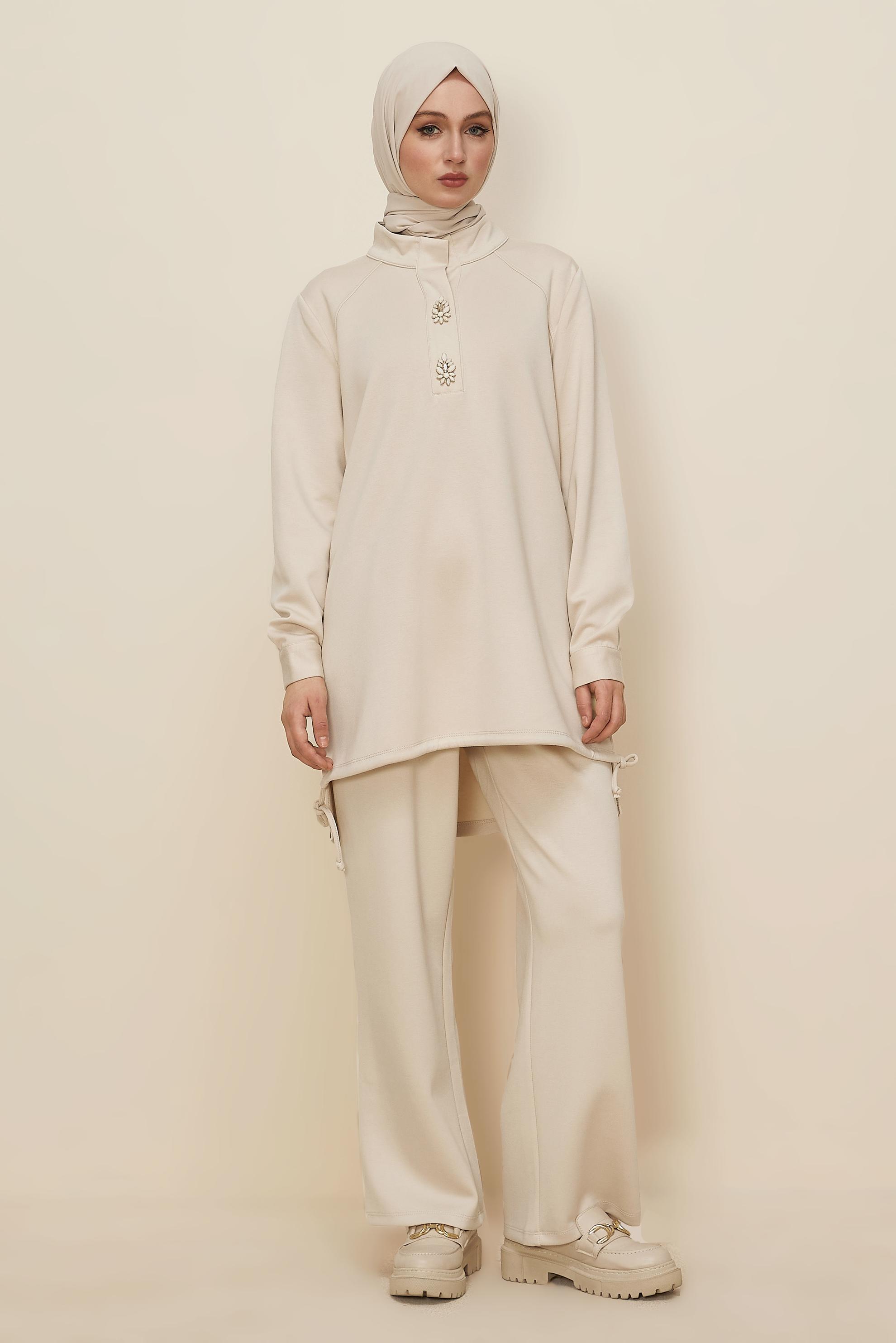 Hijab clothing ECRU 45205 CHAKRA 2&prime;Lİ PANT.EŞOF.40-48 TEK40