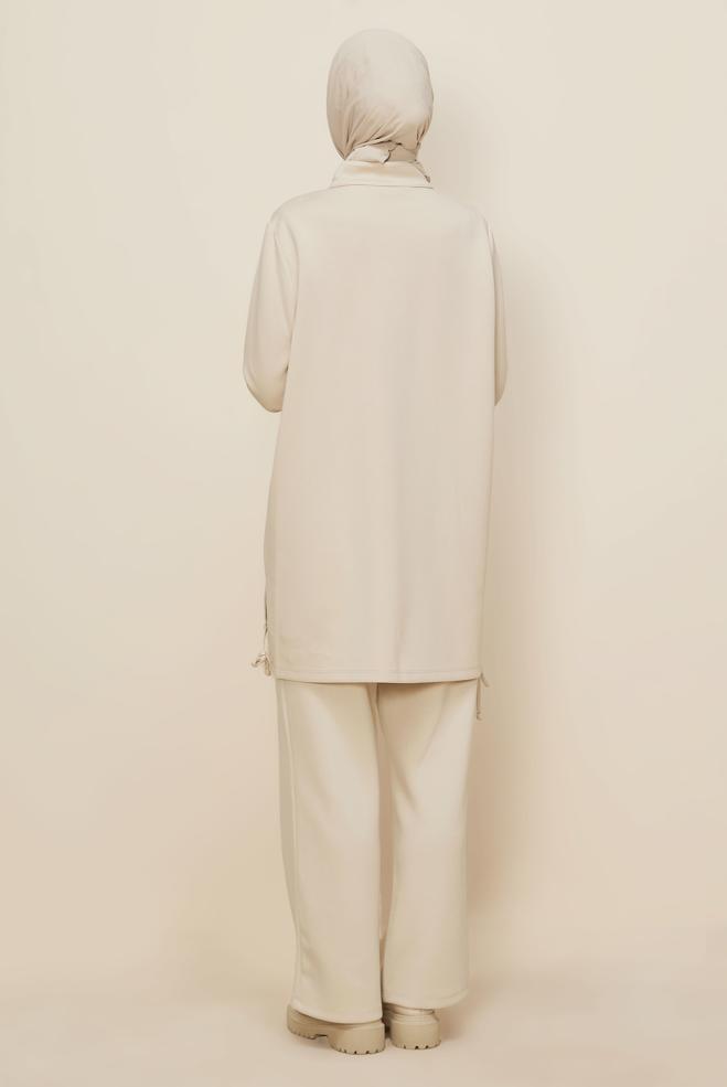 Tesettür giyim EKRU PANTOLONLU EŞOFMAN TAKIMI 45205 - ALVİNA