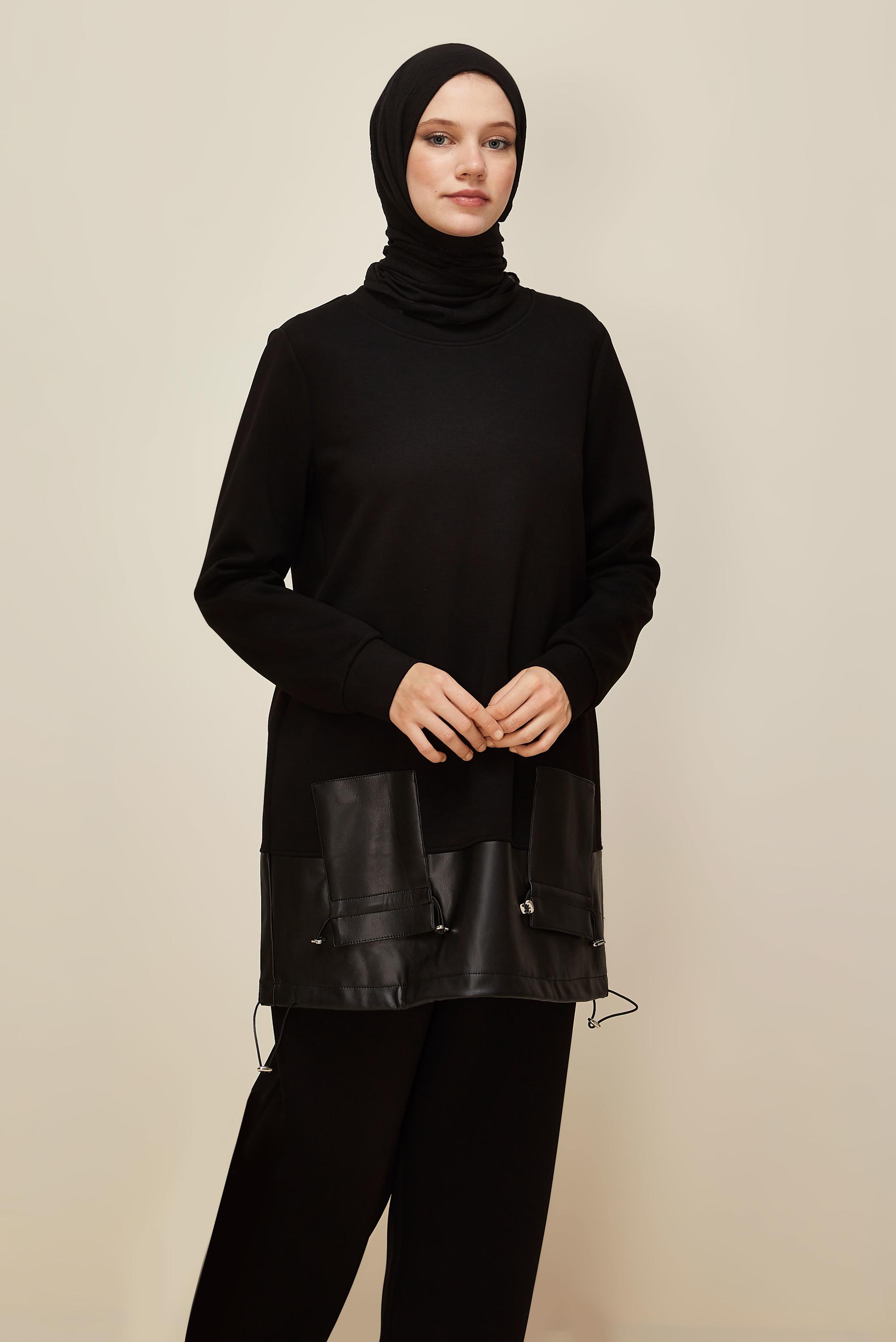 Vêtements hijab NOIR ENSEMBLE DE SURVÊTEMENT AVEC PANTALON 45288