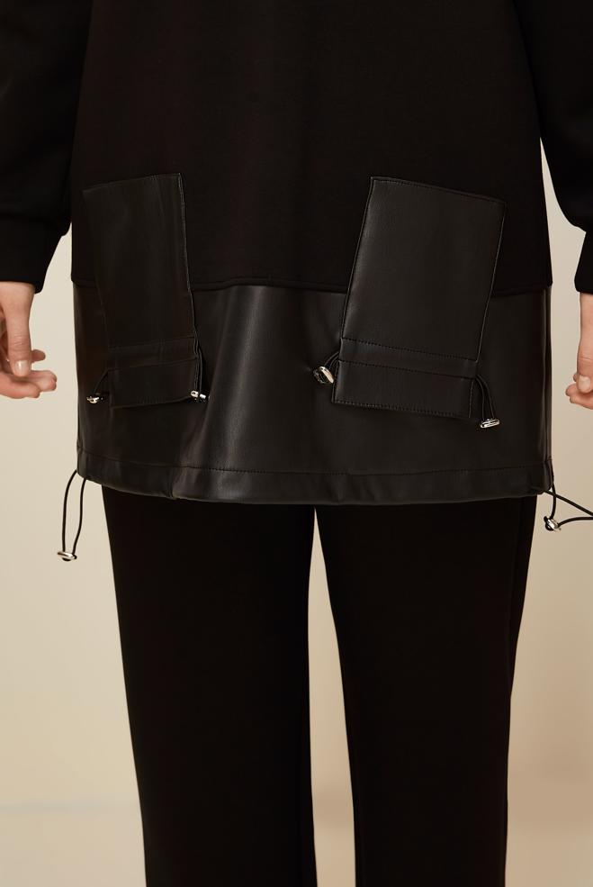 Vêtements hijab NOIR ENSEMBLE DE SURVÊTEMENT AVEC PANTALON 45288 - ALVİNA