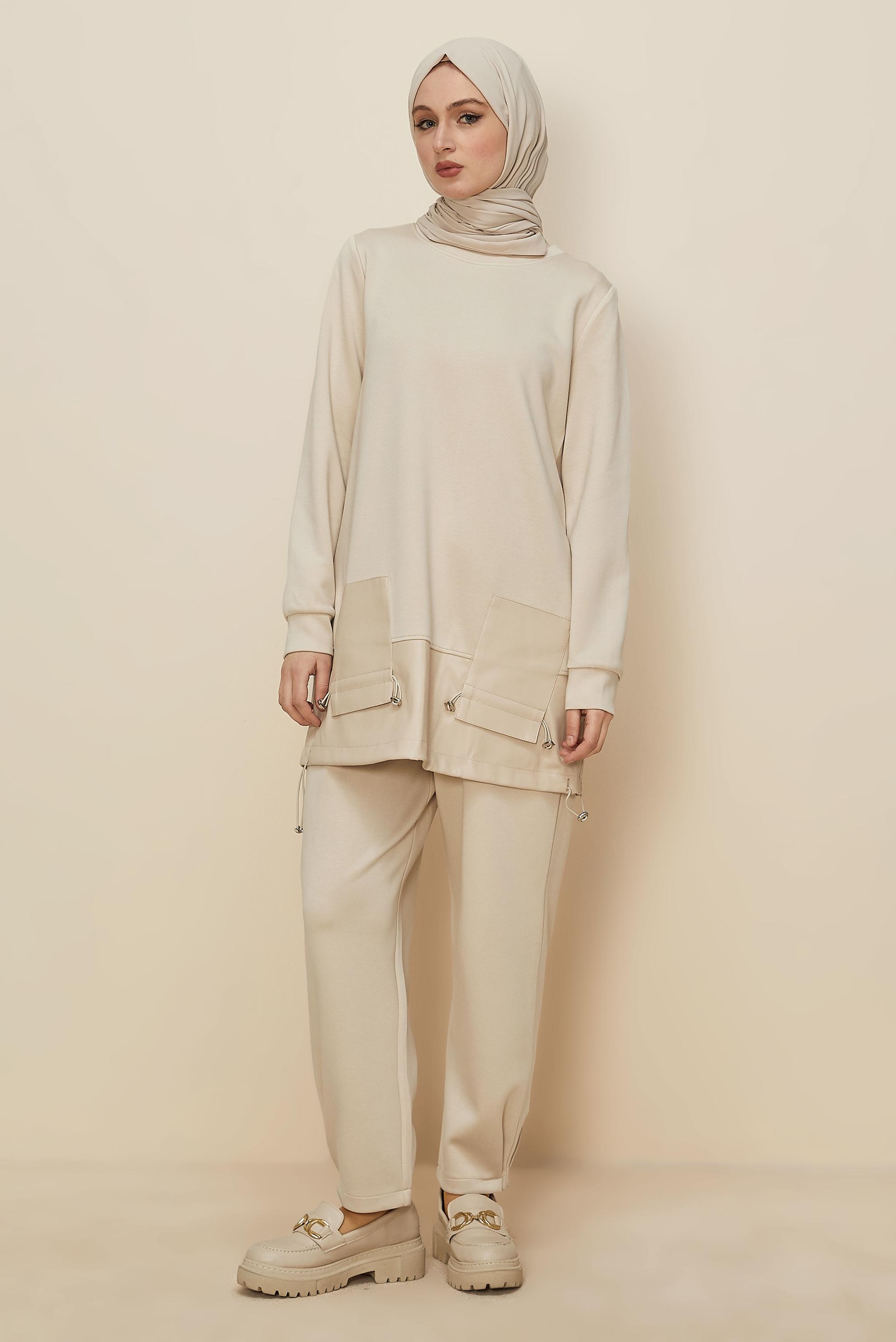 Hijab clothing BEIGE TRACKSUIT WITH PANTS 45288