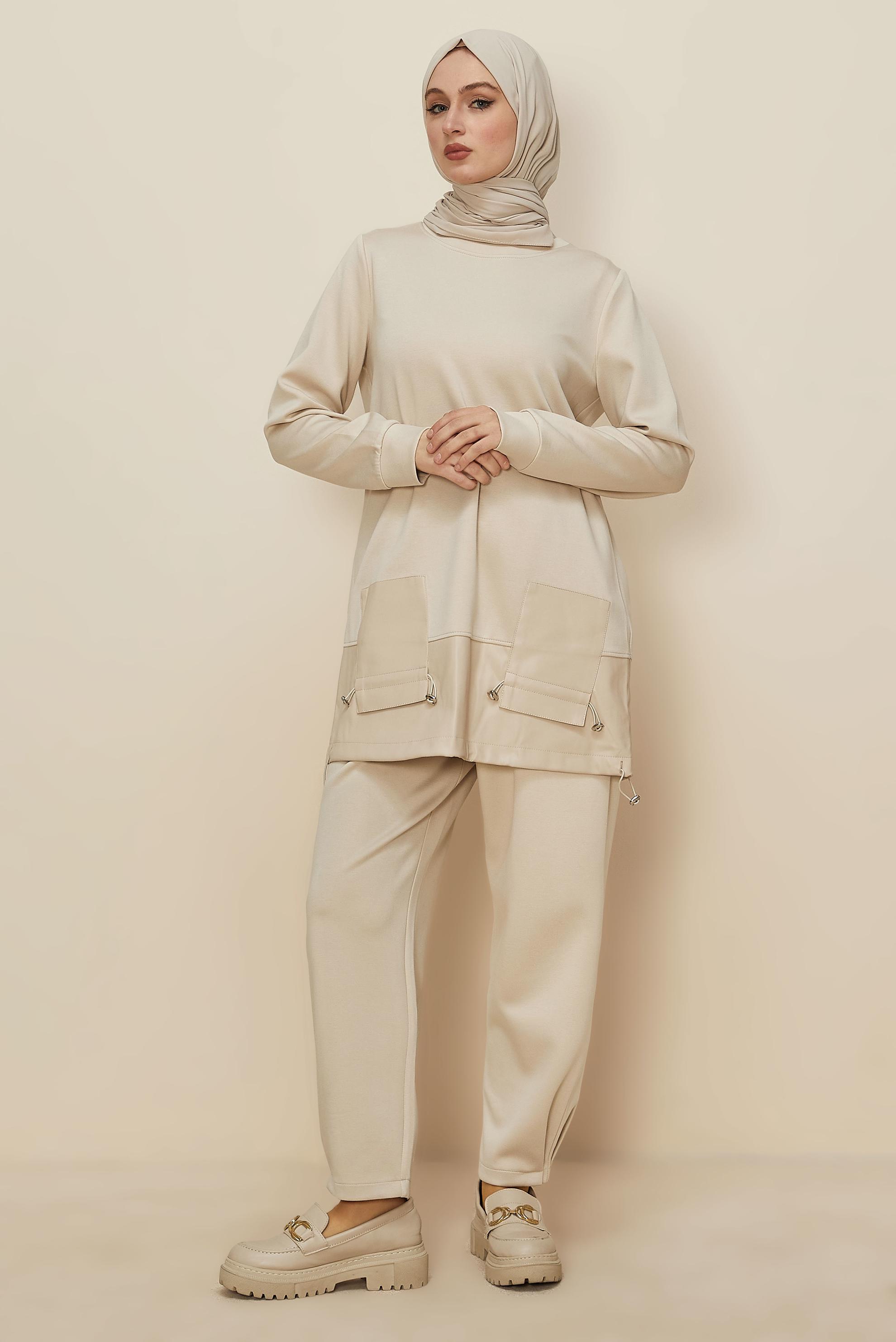 Hijab clothing BEIGE TRACKSUIT WITH PANTS 45288