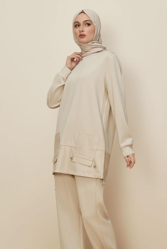 Hijab clothing BEIGE 45288 8525 2 Lİ PANT.EŞOF.TK.38-44 TEK 40 - ALVİNA