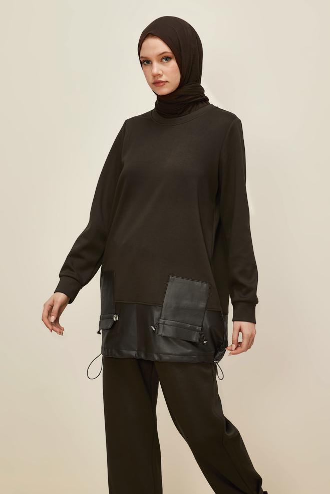 Tesettür giyim KAHVE 45288 8525 2 Lİ PANT.EŞOF.TK.38-44 TEK 40 - ALVİNA