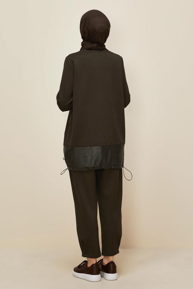 Tesettür giyim KAHVE 45288 8525 2 Lİ PANT.EŞOF.TK.38-44 TEK 40 - ALVİNA