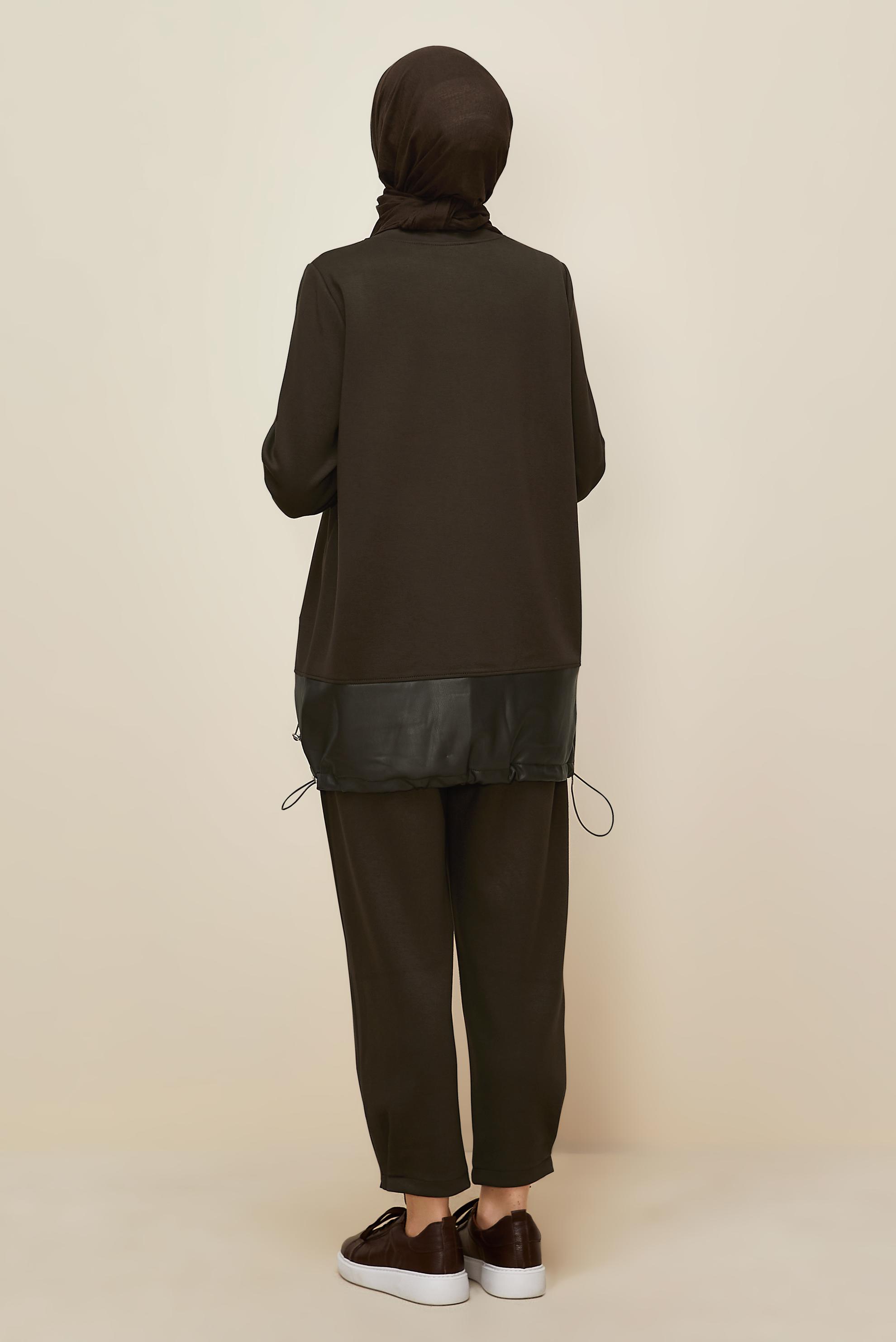 Tesettür giyim KAHVE PANTOLONLU EŞOFMAN TAKIMI 45288