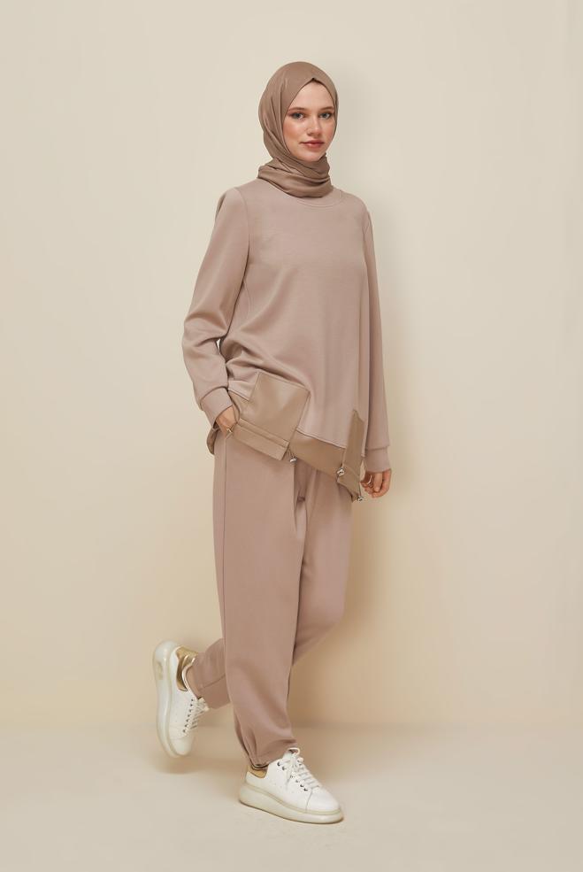 Vêtements hijab VISON ENSEMBLE DE SURVÊTEMENT AVEC PANTALON 45288 - ALVİNA