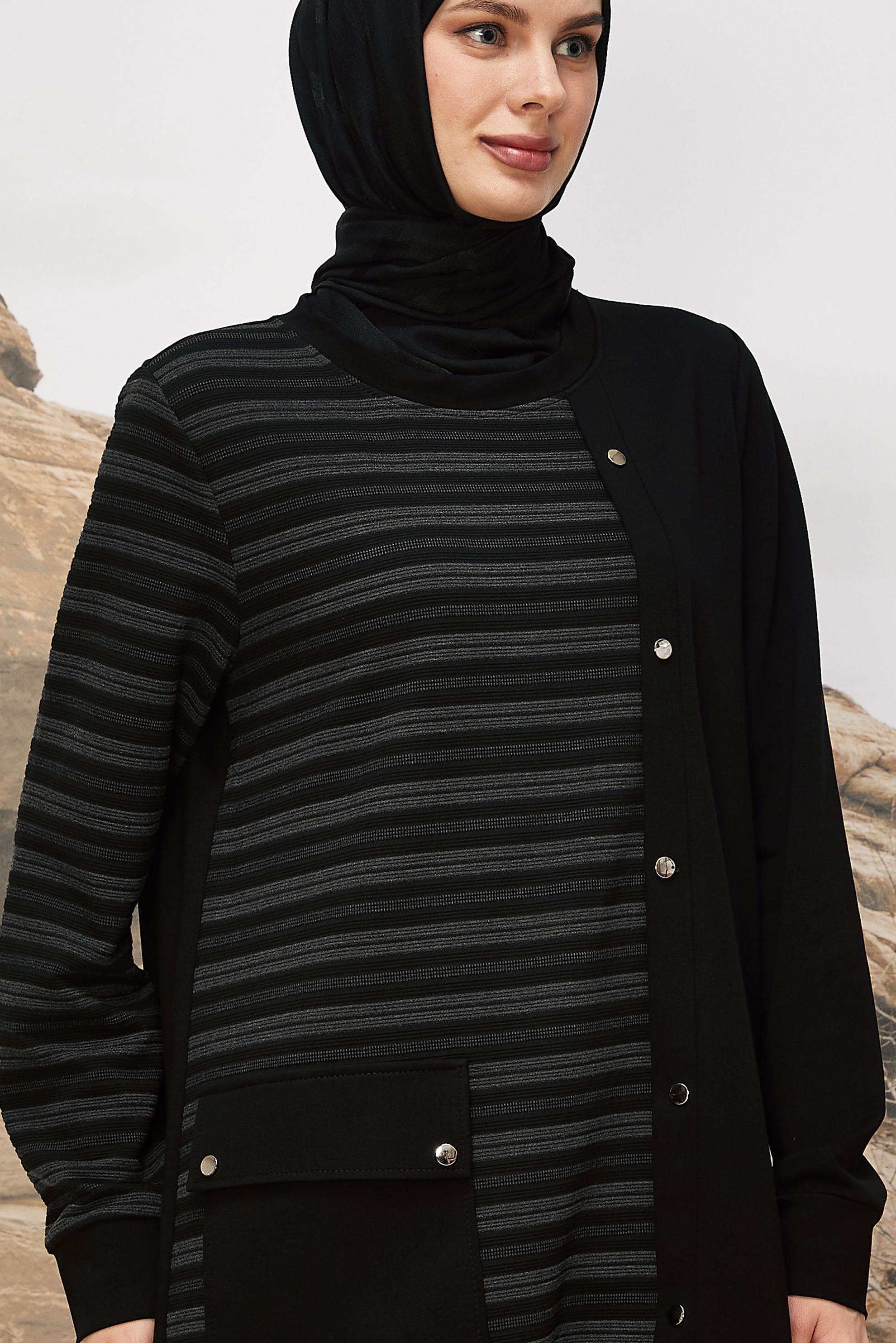 Tesettür giyim SİYAH 45305 MARCA 51010 EŞOFMAN TUNİK 40-46