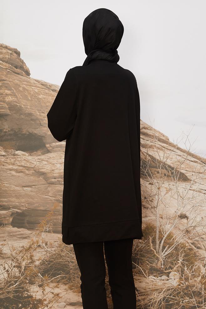 Tesettür giyim SİYAH 45305 MARCA 51010 EŞOFMAN TUNİK 40-46 - ALVİNA