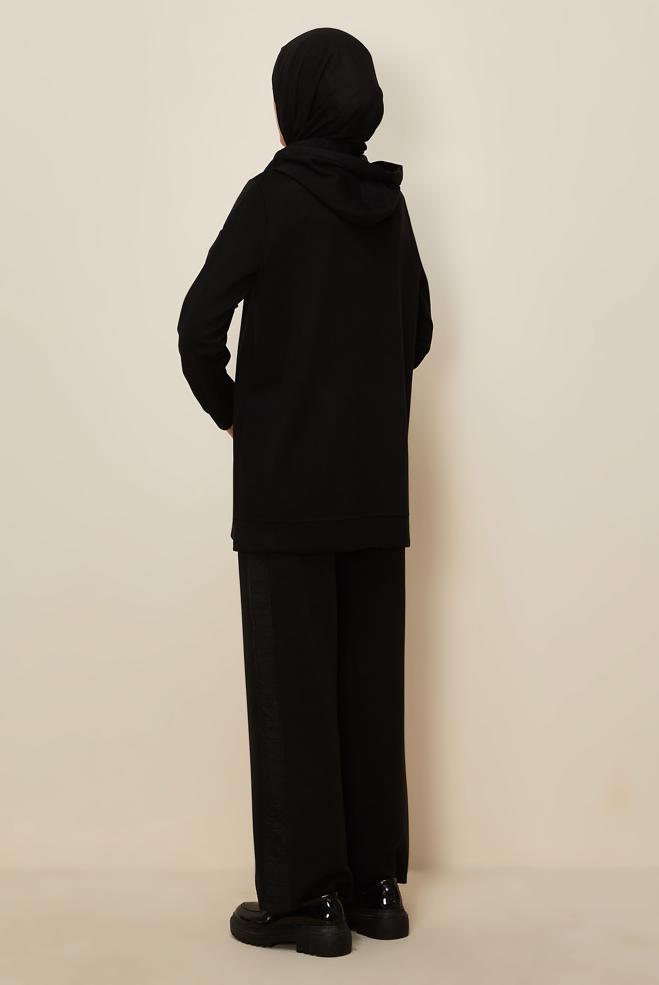 Hijab clothing BLACK TRACKSUIT WITH PANTS 45911 - ALVİNA