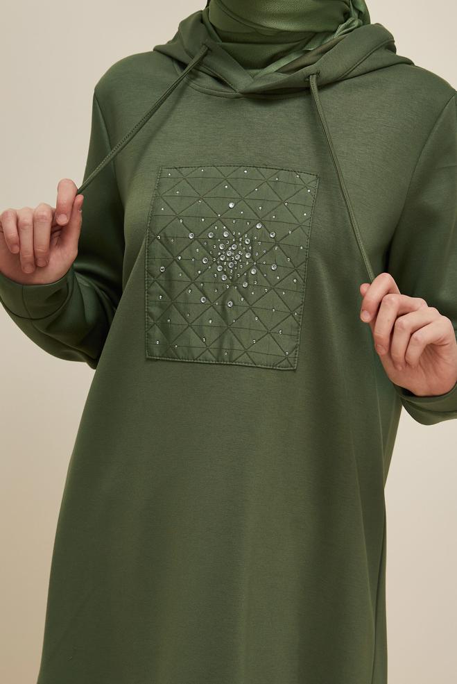 Vêtements hijab KAKI ENSEMBLE DE SURVÊTEMENT AVEC PANTALON 45911 - ALVİNA