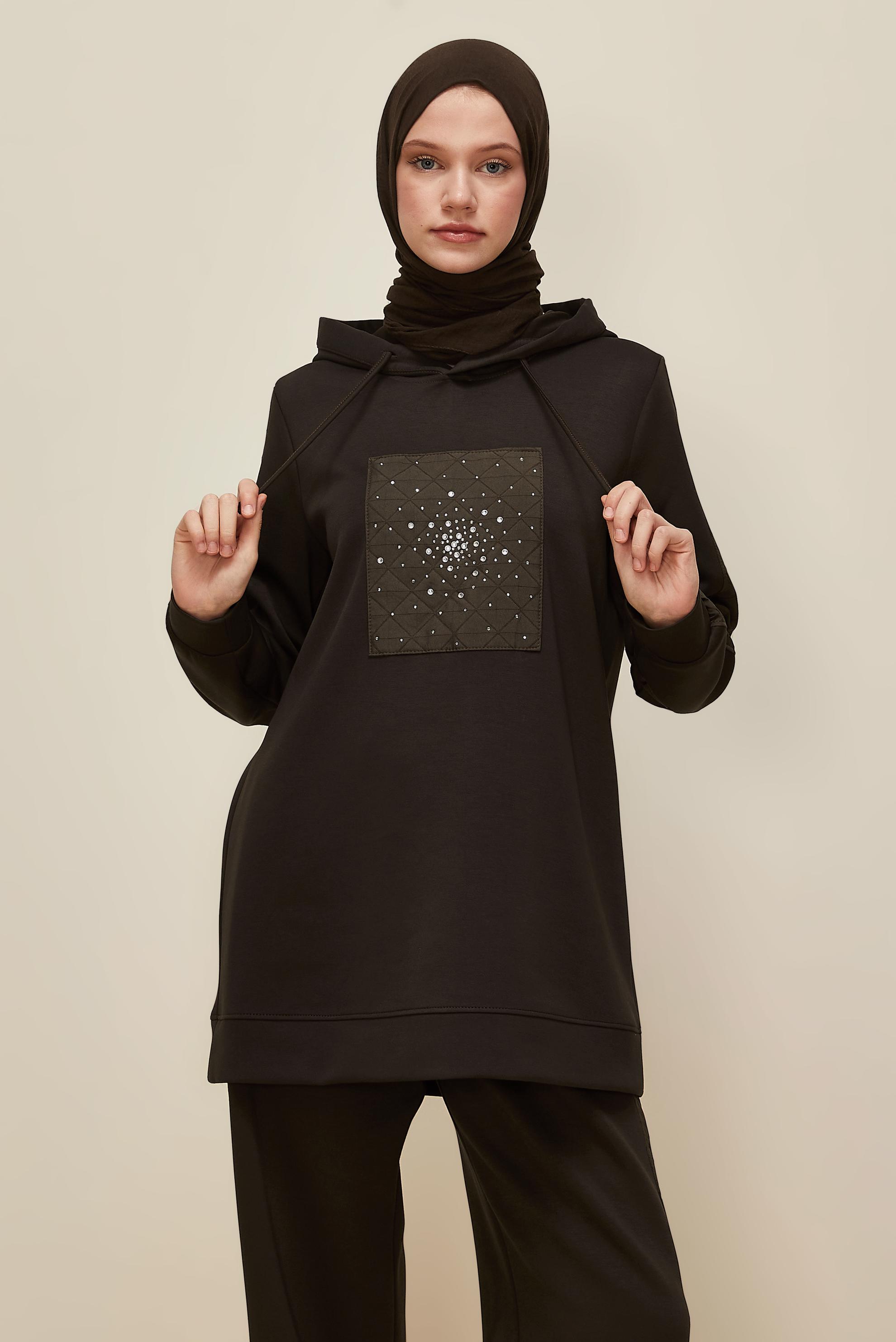 Vêtements hijab BRUN ENSEMBLE DE SURVÊTEMENT AVEC PANTALON 45911