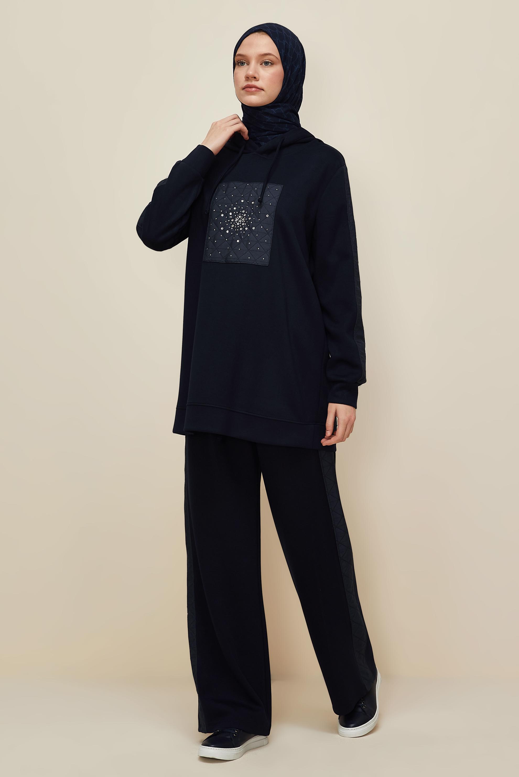 Vêtements hijab BLEU MARINE ENSEMBLE DE SURVÊTEMENT AVEC PANTALON 45911