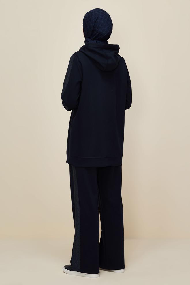 Vêtements hijab BLEU MARINE ENSEMBLE DE SURVÊTEMENT AVEC PANTALON 45911 - ALVİNA