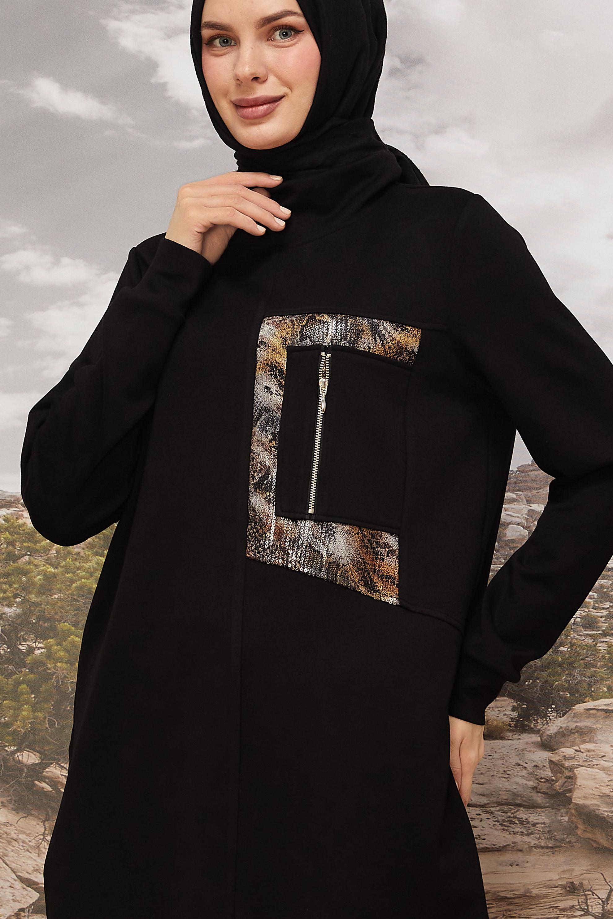 Tesettür giyim SİYAH PUL DETAYLI EŞOFMAN TAKIMI 45912