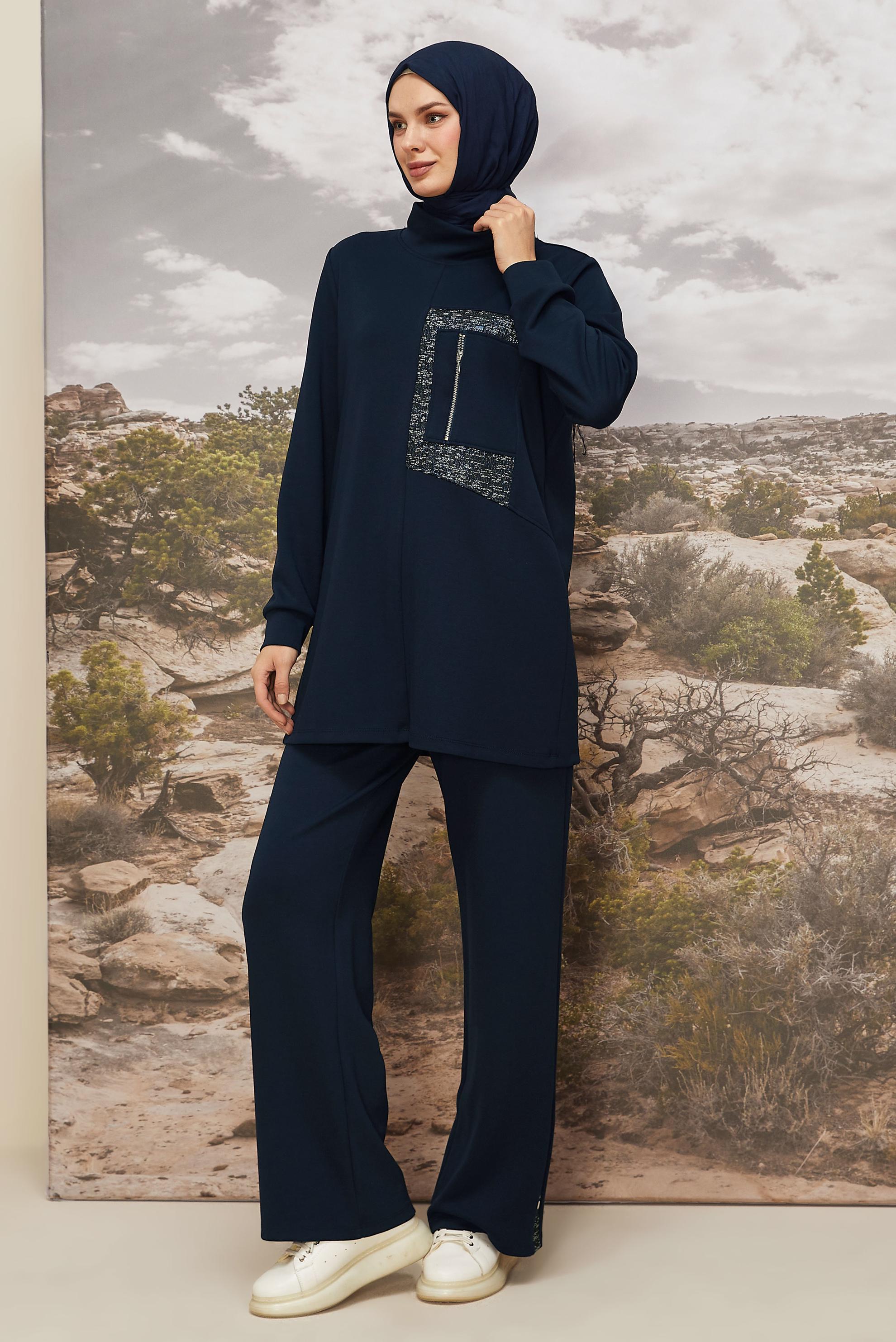 Tesettür giyim LACİVERT PUL DETAYLI EŞOFMAN TAKIMI 45912