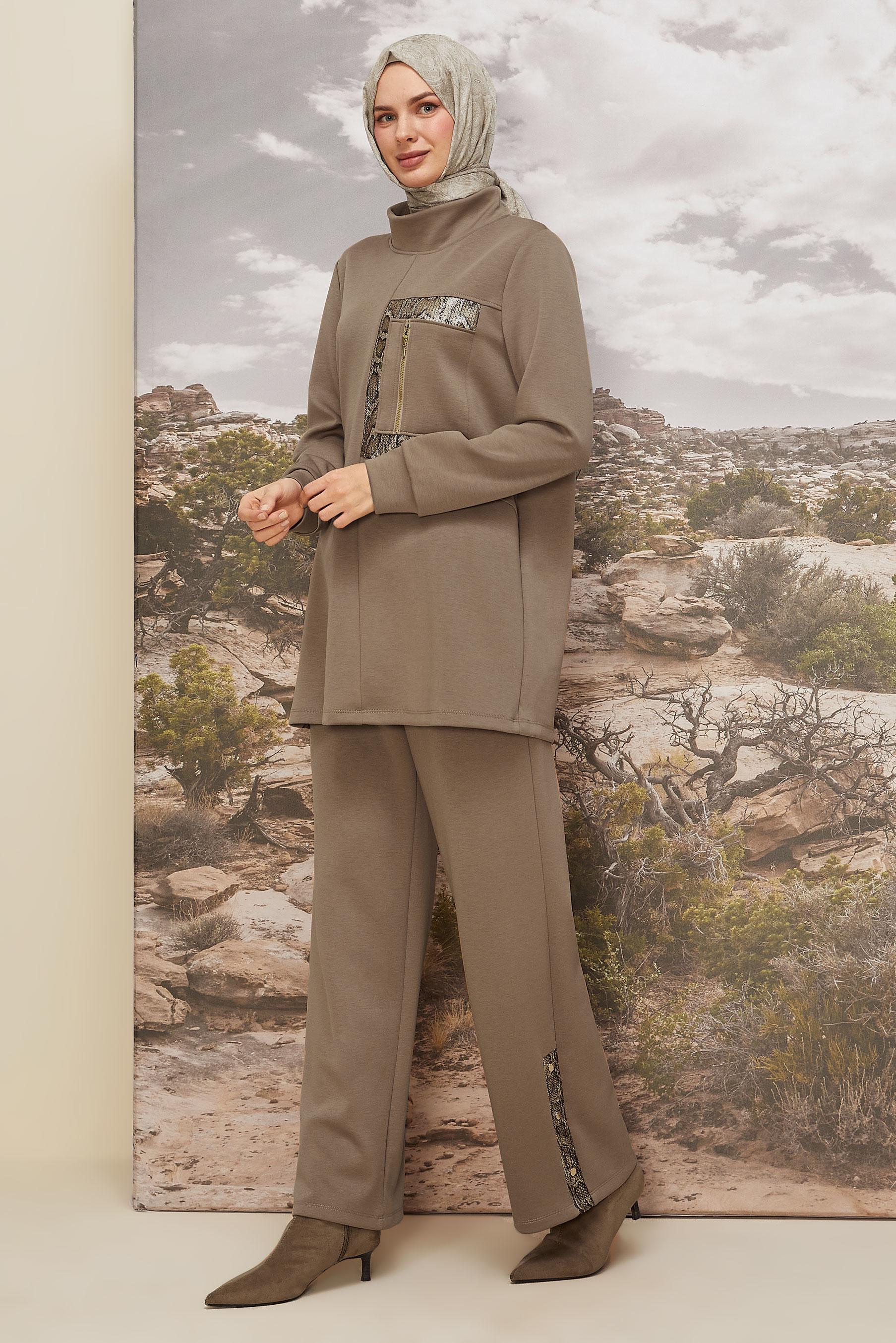 Tesettür giyim KUM PUL DETAYLI EŞOFMAN TAKIMI 45912