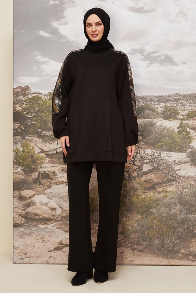 Tesettür giyim SİYAH 45913 CHAKRA 2&prime;Lİ PANT.EŞOF.TK.40-48 TEK 38 - ALVİNA