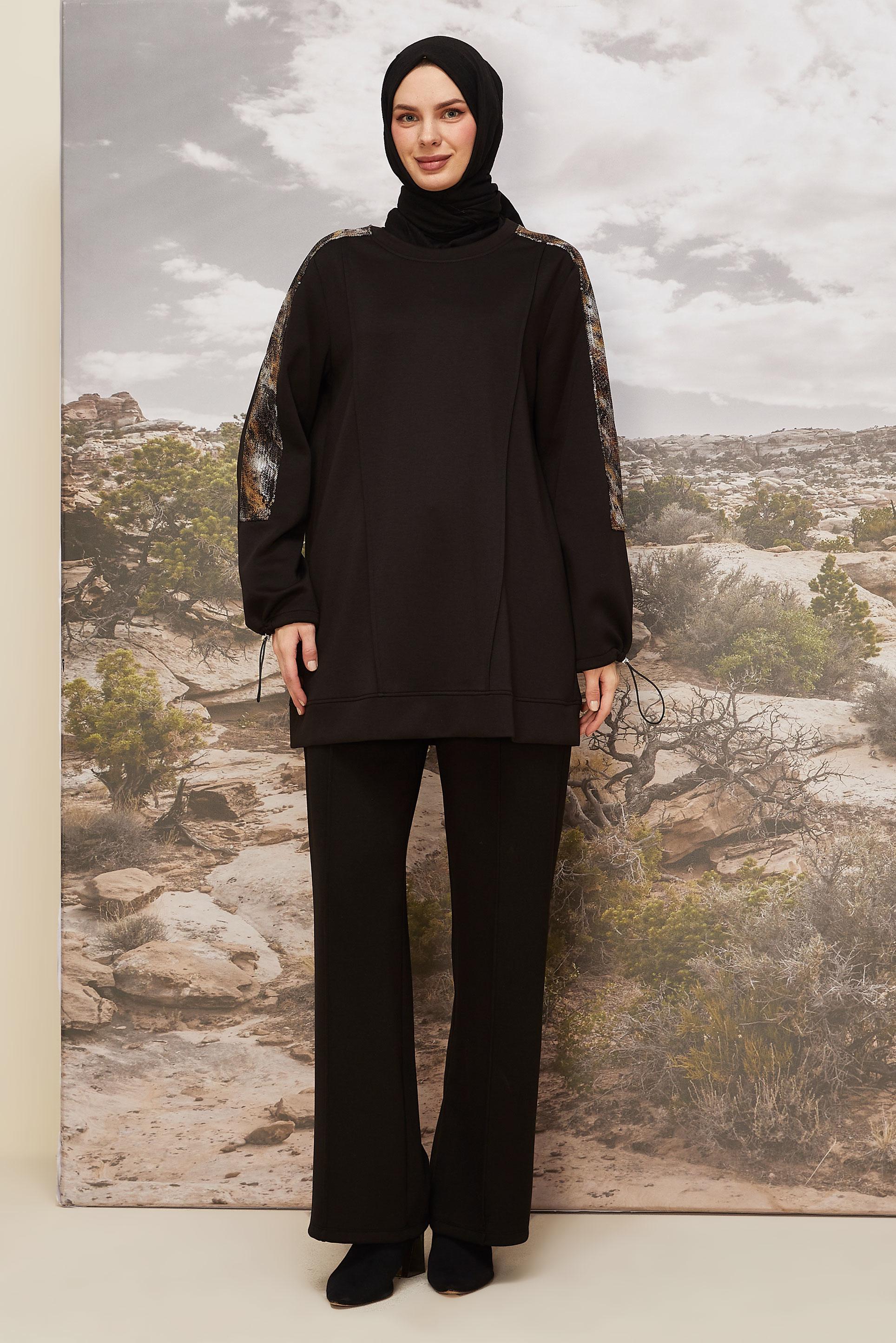 Tesettür giyim SİYAH 45913 CHAKRA 2&prime;Lİ PANT.EŞOF.TK.40-48 TEK 38