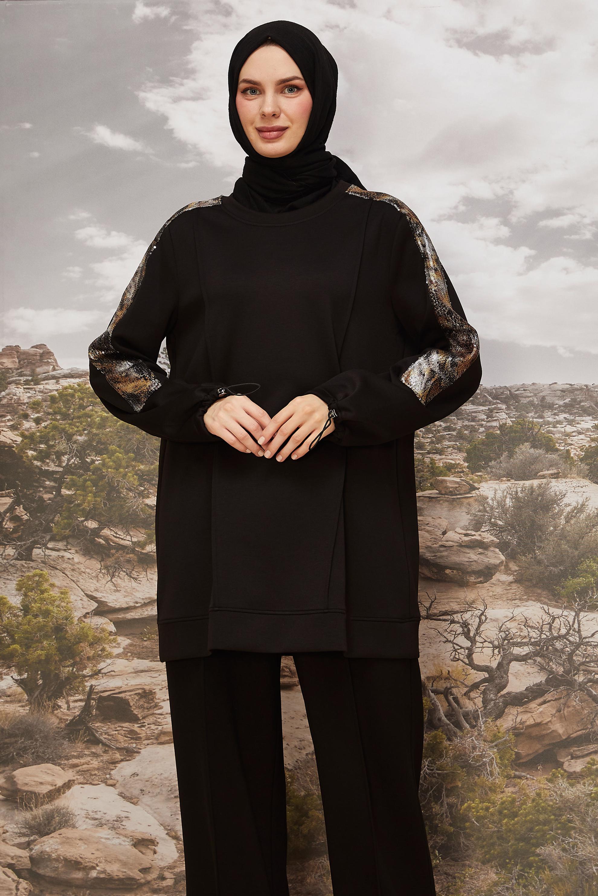 Tesettür giyim SİYAH 45913 CHAKRA 2&prime;Lİ PANT.EŞOF.TK.40-48 TEK 38