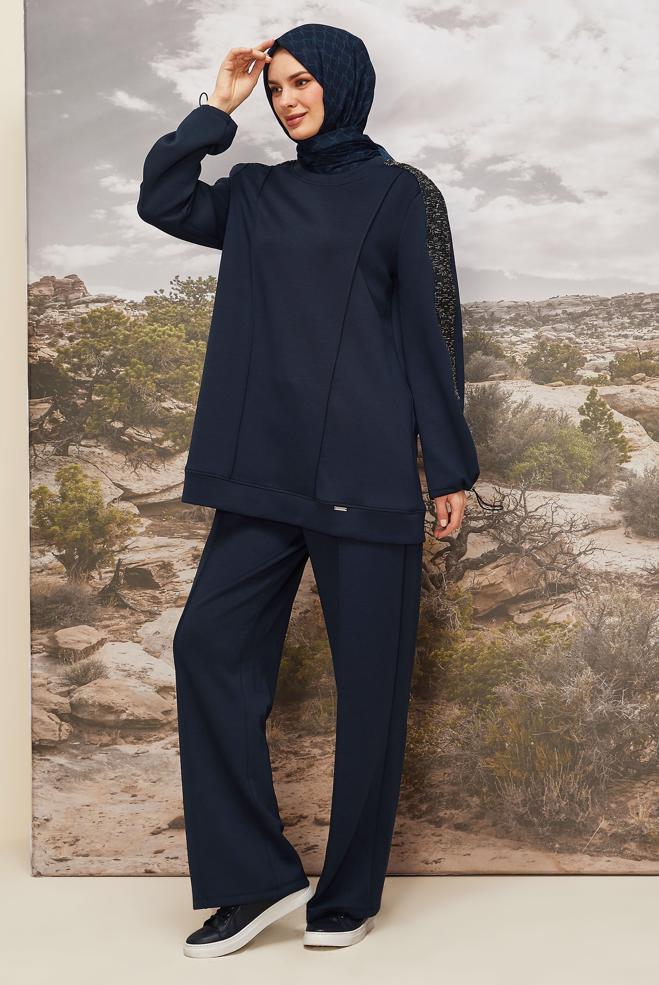 Tesettür giyim LACİVERT 45913 CHAKRA 2&prime;Lİ PANT.EŞOF.TK.40-48 TEK 38 - ALVİNA
