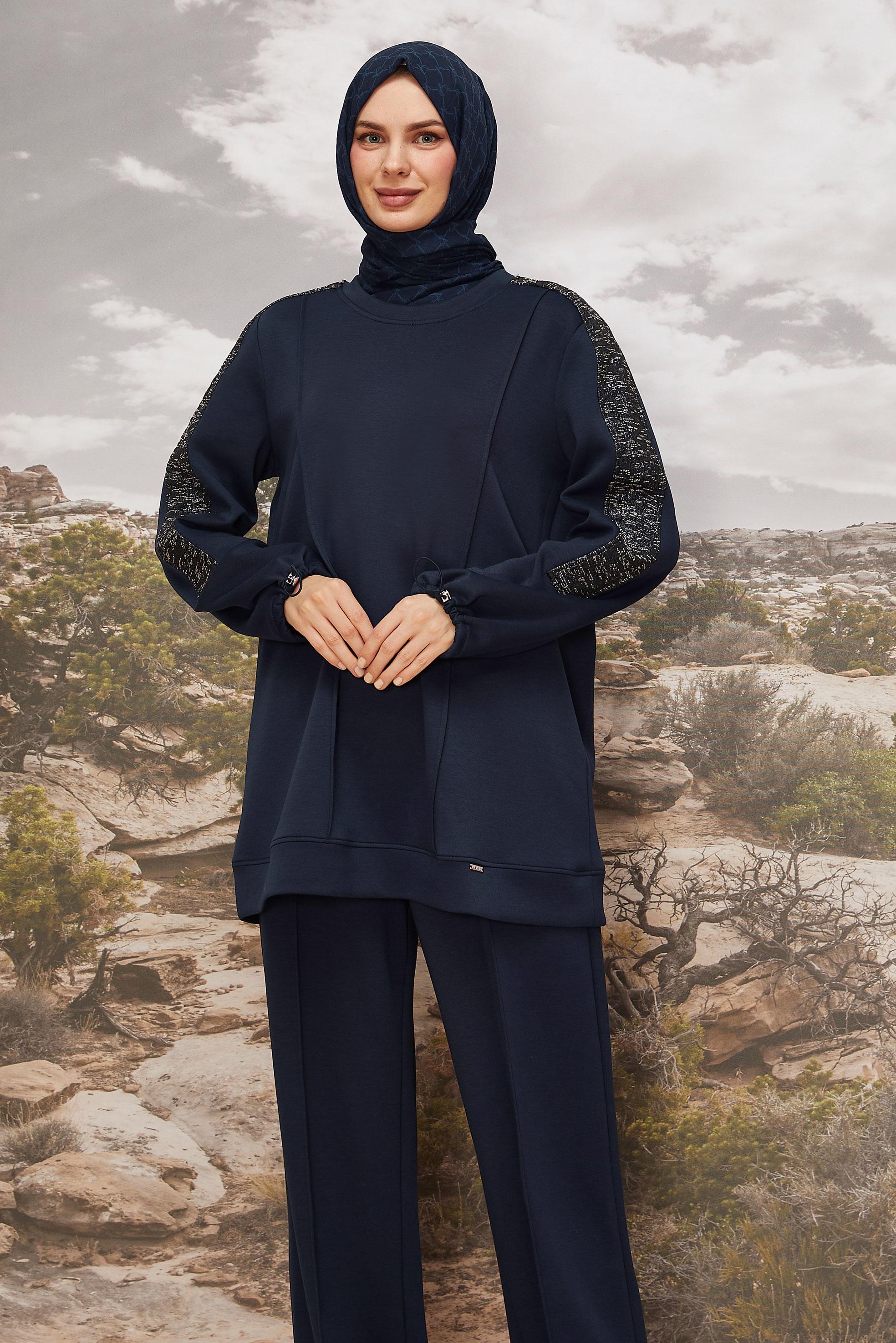 Tesettür giyim LACİVERT 45913 CHAKRA 2&prime;Lİ PANT.EŞOF.TK.40-48 TEK 38