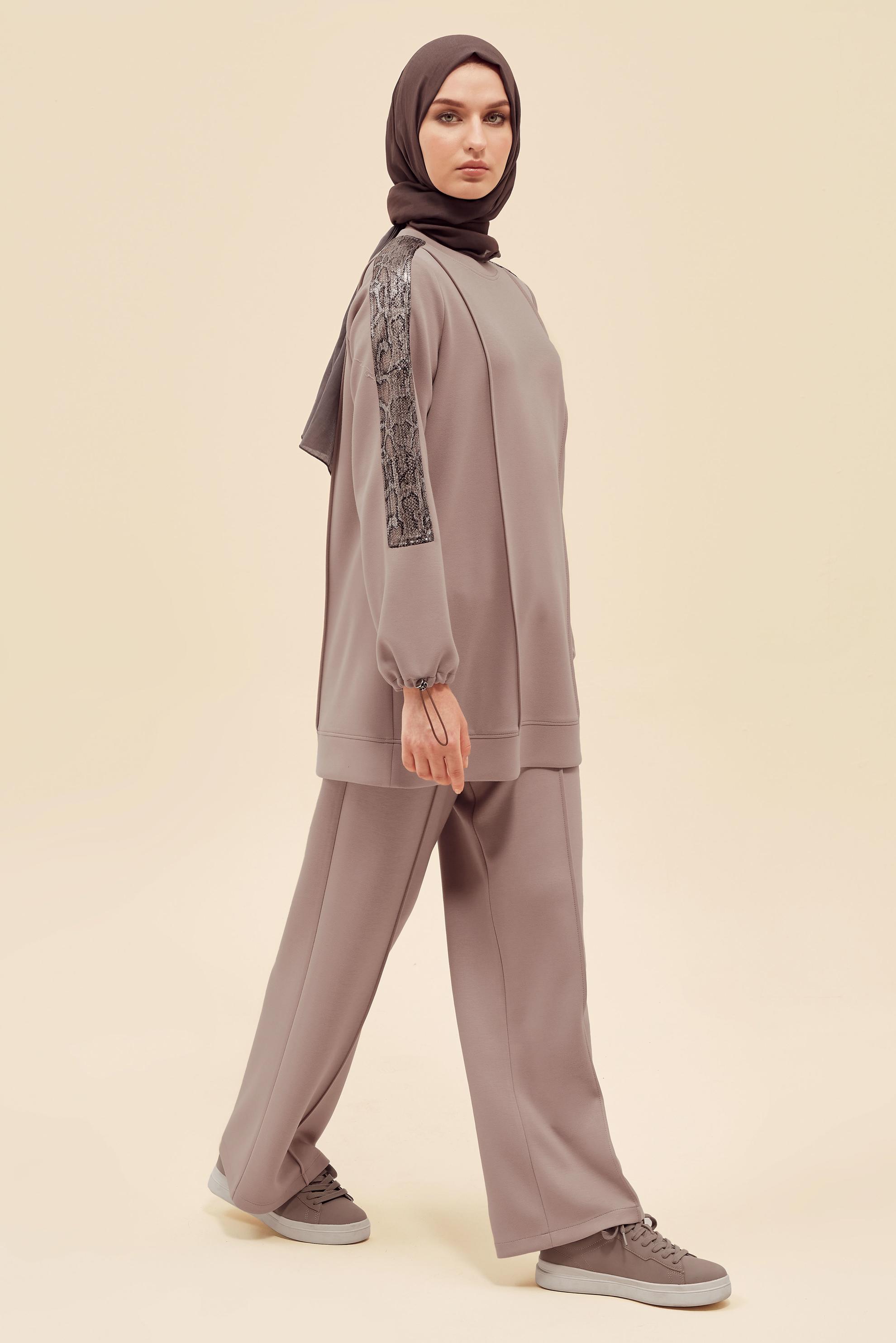 Tesettür giyim KAHVE 45913 CHAKRA 2′Lİ PANT.EŞOF.TK.40-48 TEK 38