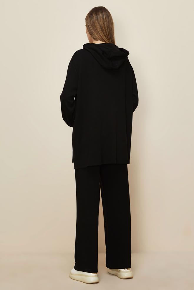 Tesettür giyim SİYAH KAPÜŞONLU EŞOFMAN TAKIMI 45914 - ALVİNA