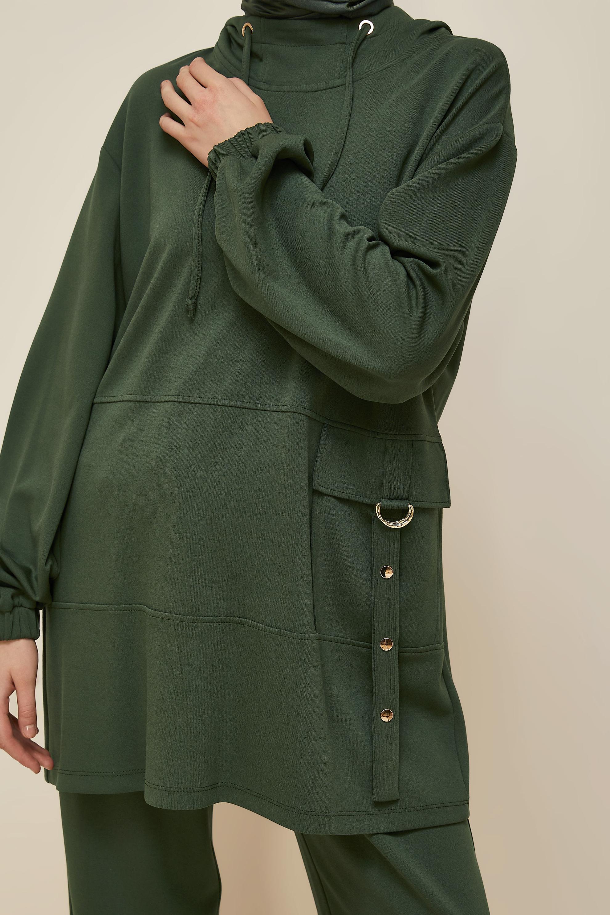 Vêtements hijab KAKI ENSEMBLE SURVÊTEMENT À CAPUCHE 45914