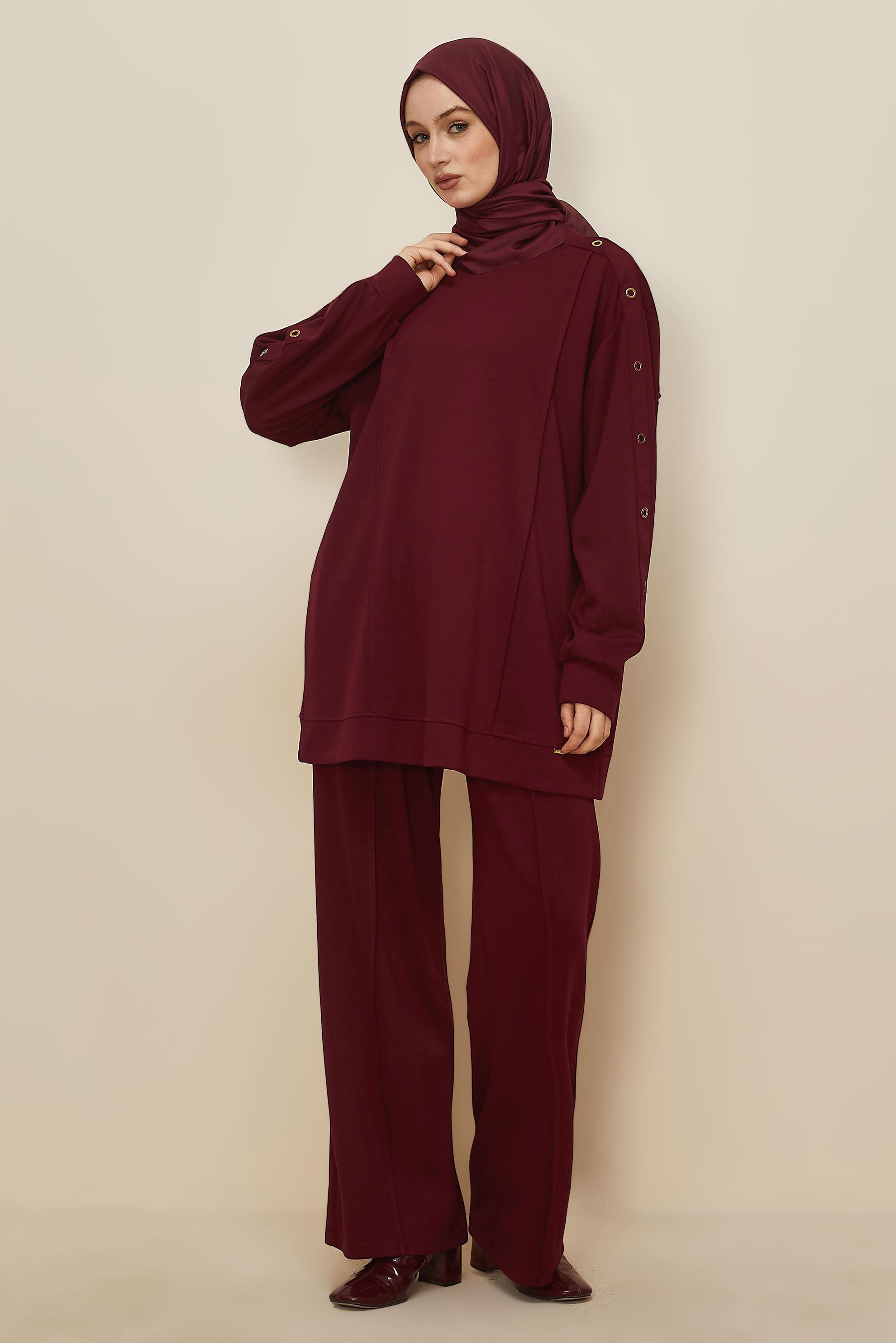 Tesettür giyim BORDO 45915 AZEL 2 Lİ PANT.EŞOF.38-46 TEK 40