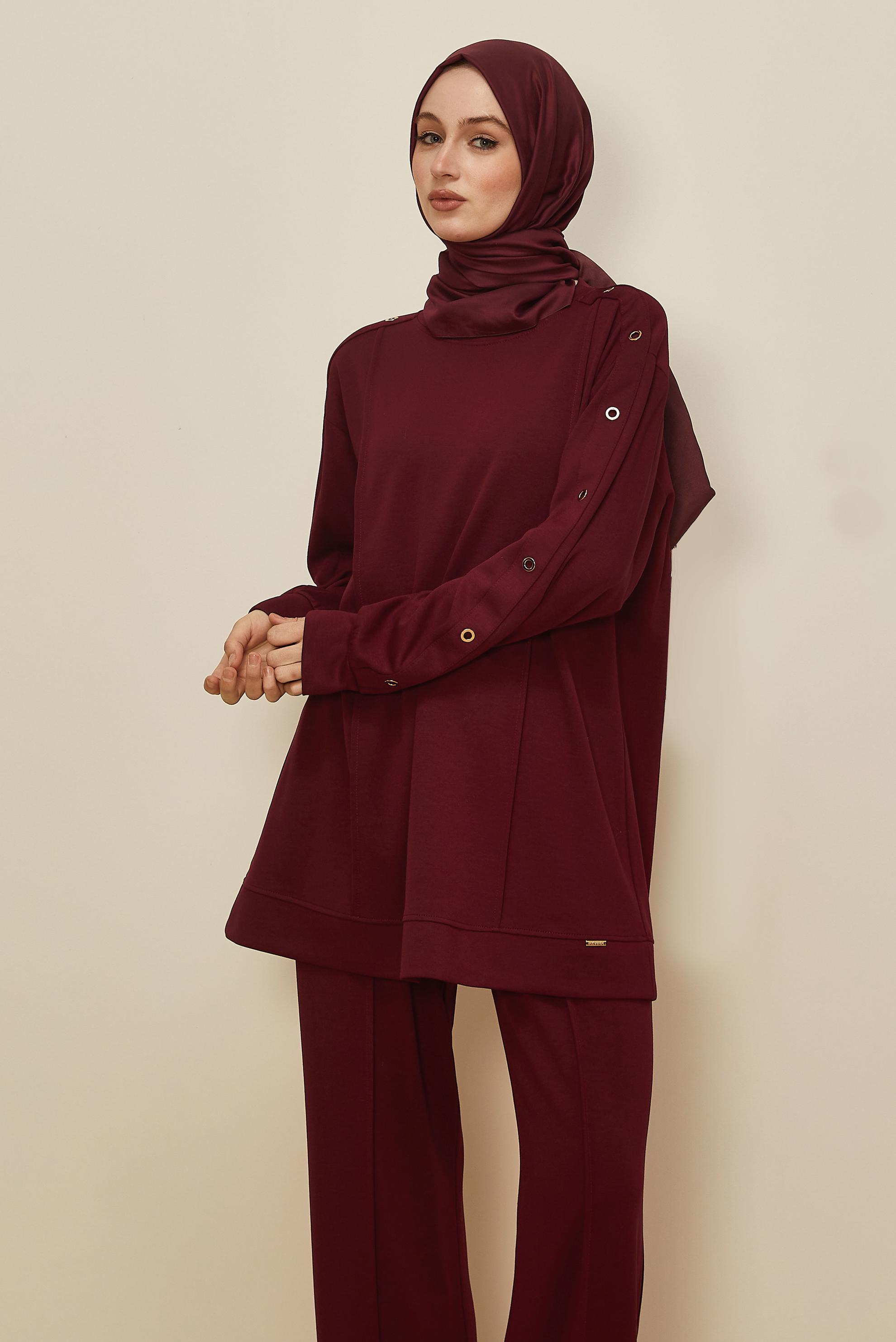 Tesettür giyim BORDO 45915 AZEL 2 Lİ PANT.EŞOF.38-46 TEK 40