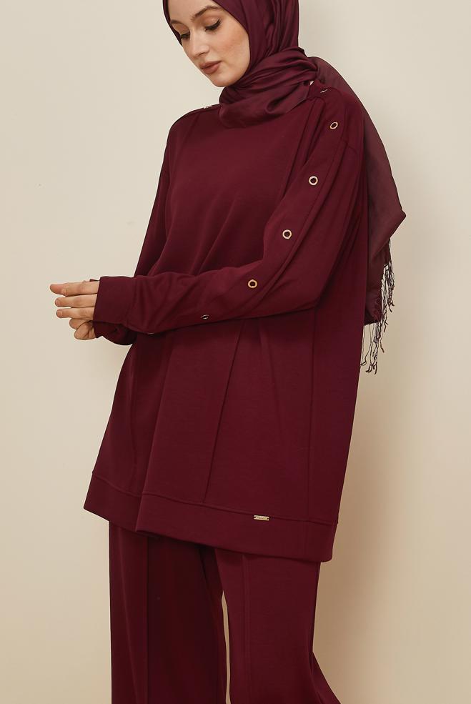 Tesettür giyim BORDO 45915 AZEL 2 Lİ PANT.EŞOF.38-46 TEK 40 - ALVİNA