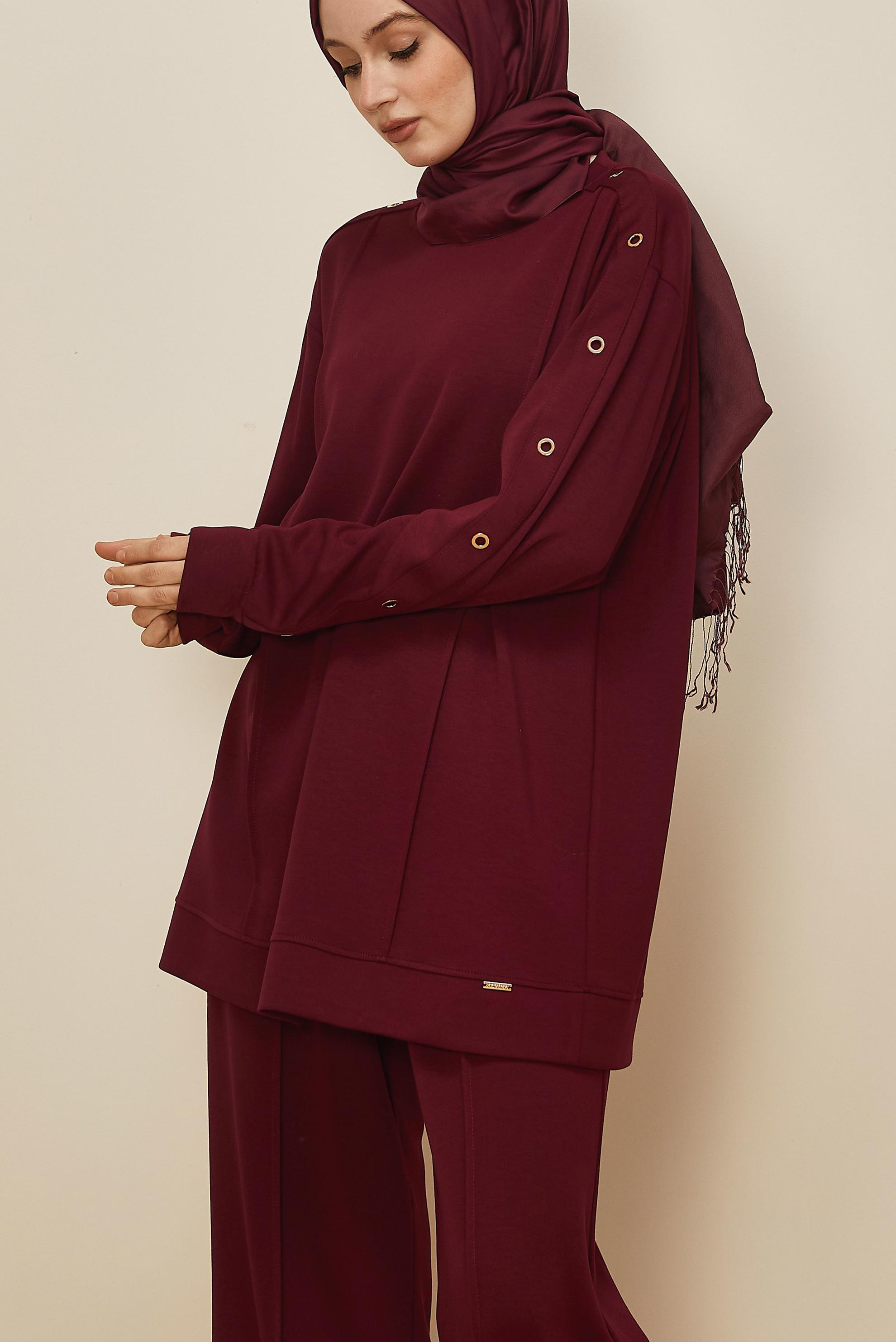 Tesettür giyim BORDO 45915 AZEL 2 Lİ PANT.EŞOF.38-46 TEK 40