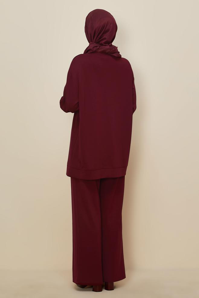 Tesettür giyim BORDO 45915 AZEL 2 Lİ PANT.EŞOF.38-46 TEK 40 - ALVİNA