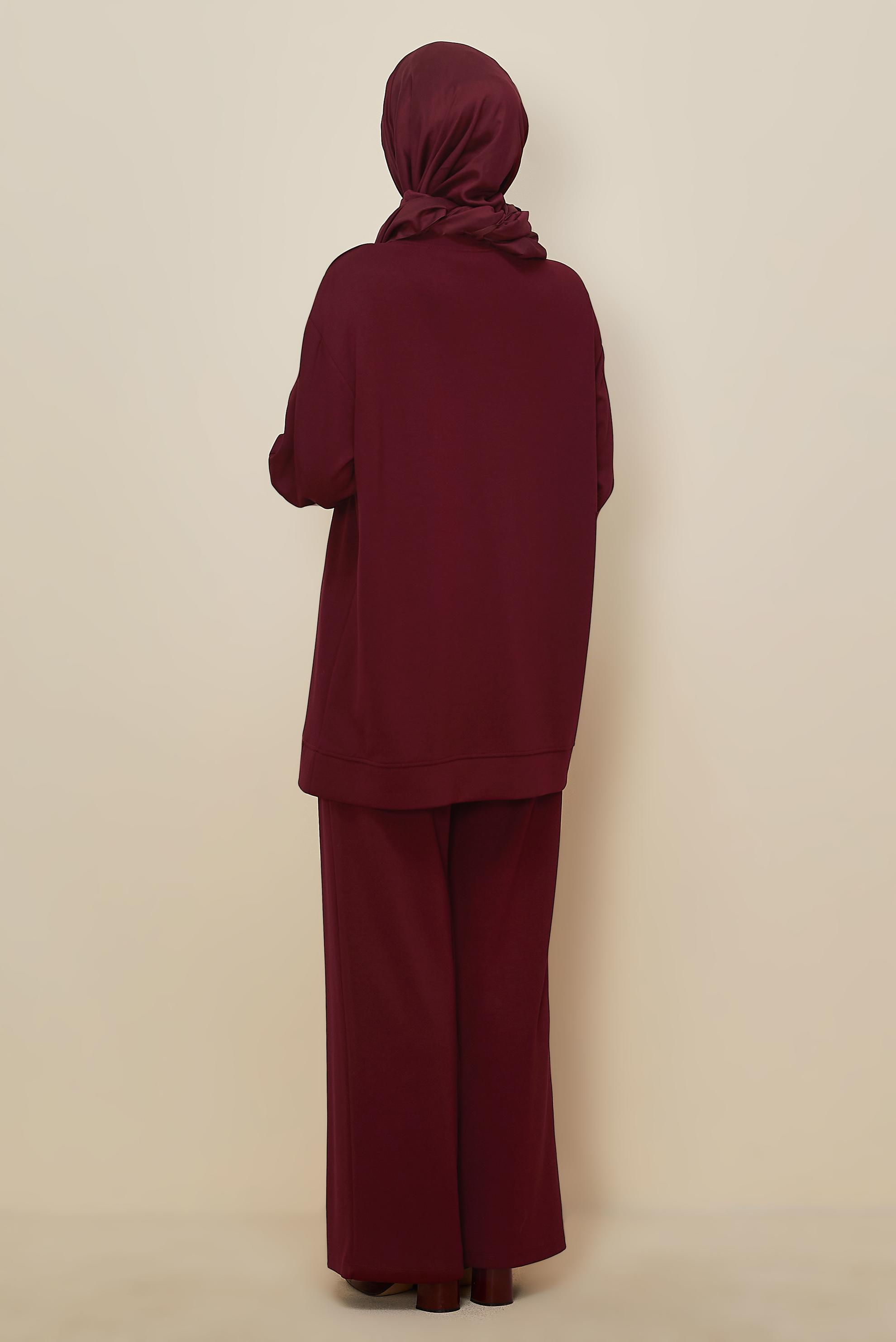 Tesettür giyim BORDO 45915 AZEL 2 Lİ PANT.EŞOF.38-46 TEK 40