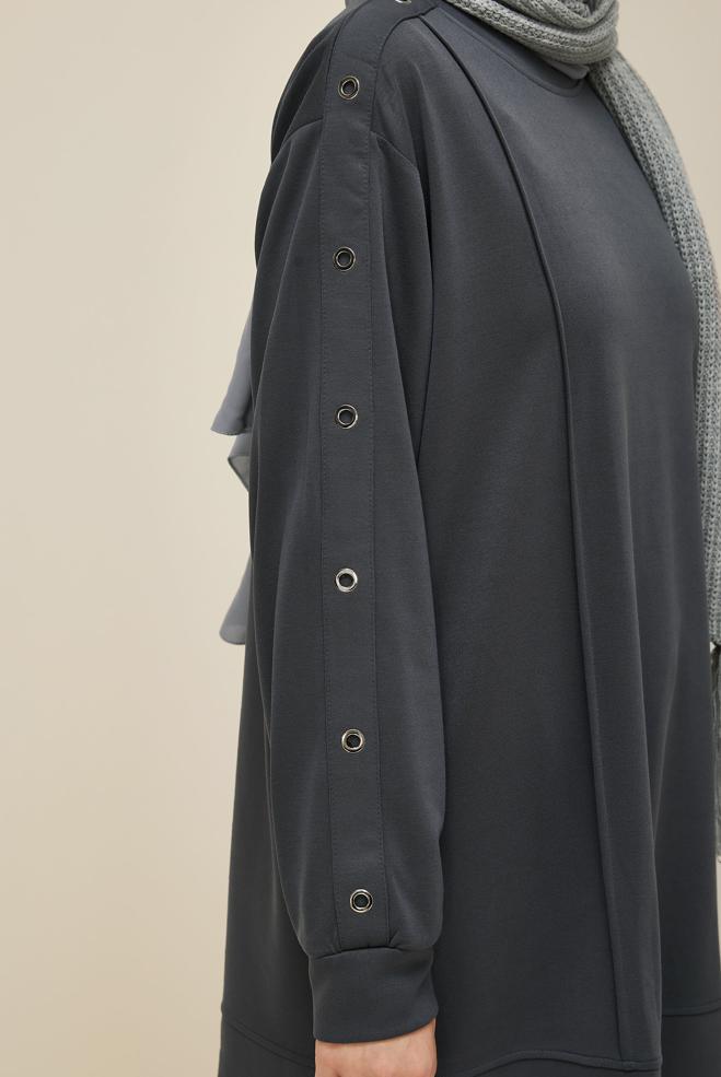 Vêtements hijab GRIS ENSEMBLE SURVÊTEMENT AVEC PANTALON 45915 - ALVİNA