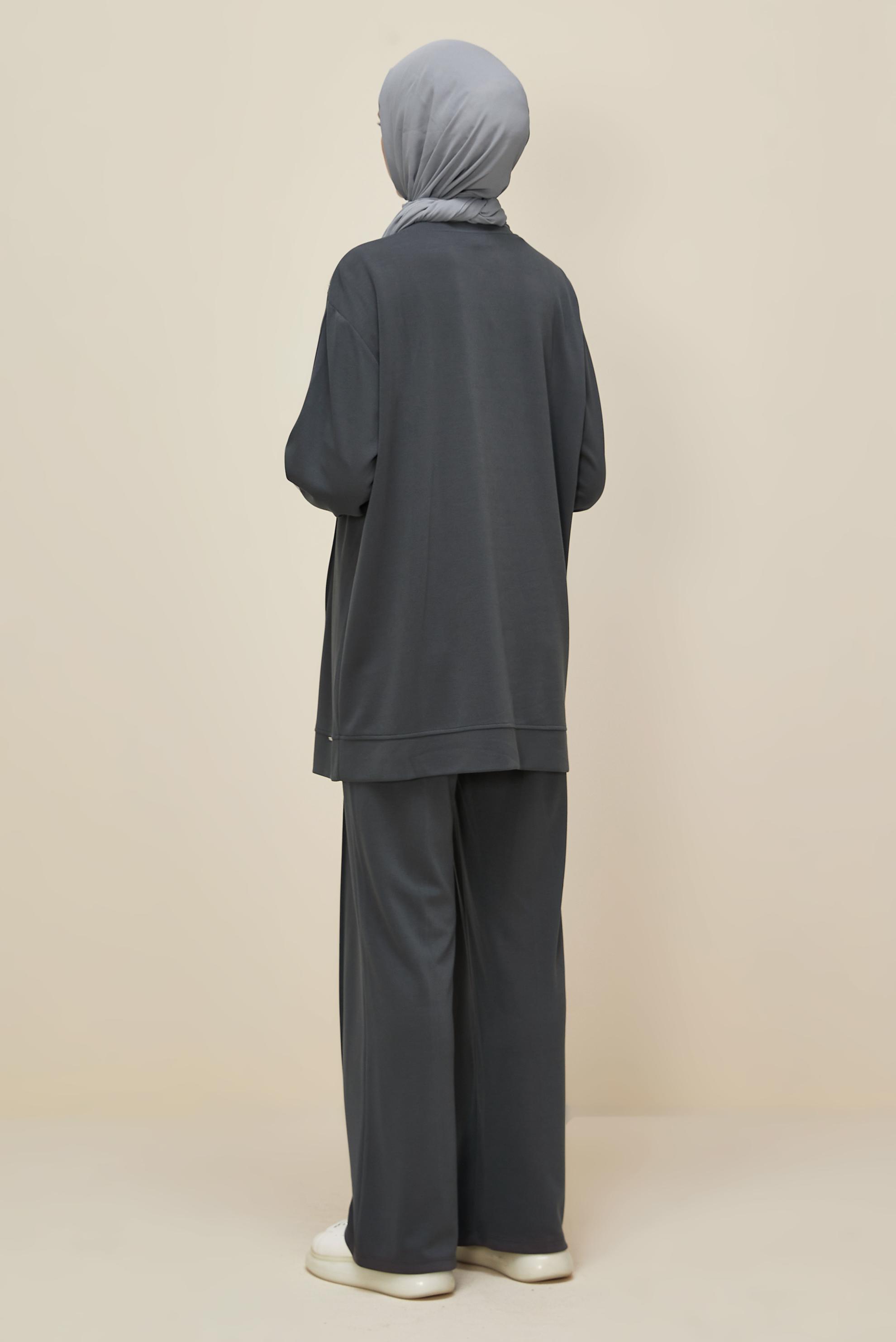 Vêtements hijab GRIS ENSEMBLE SURVÊTEMENT AVEC PANTALON 45915
