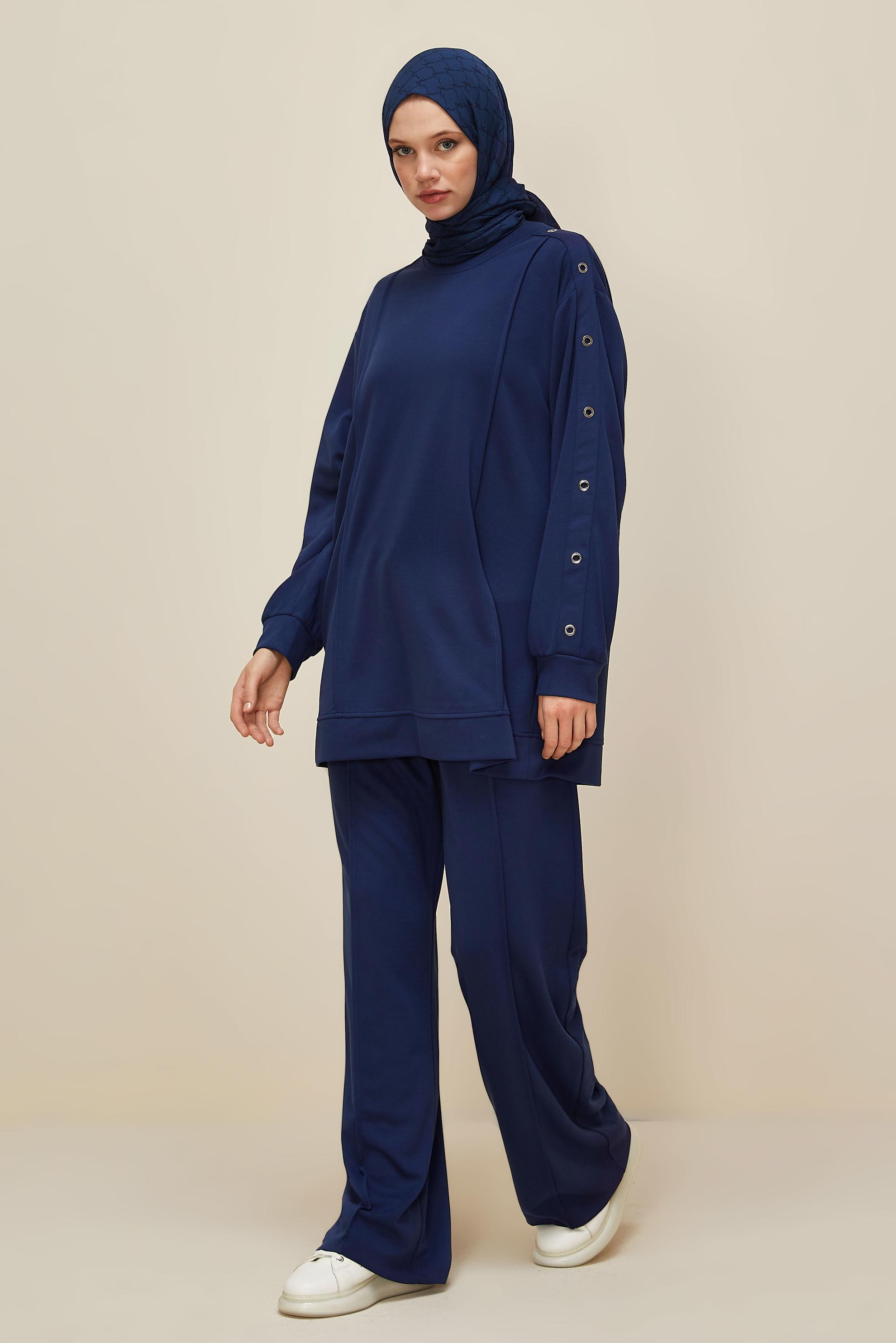 Vêtements hijab BLEU MARINE ENSEMBLE SURVÊTEMENT AVEC PANTALON 45915