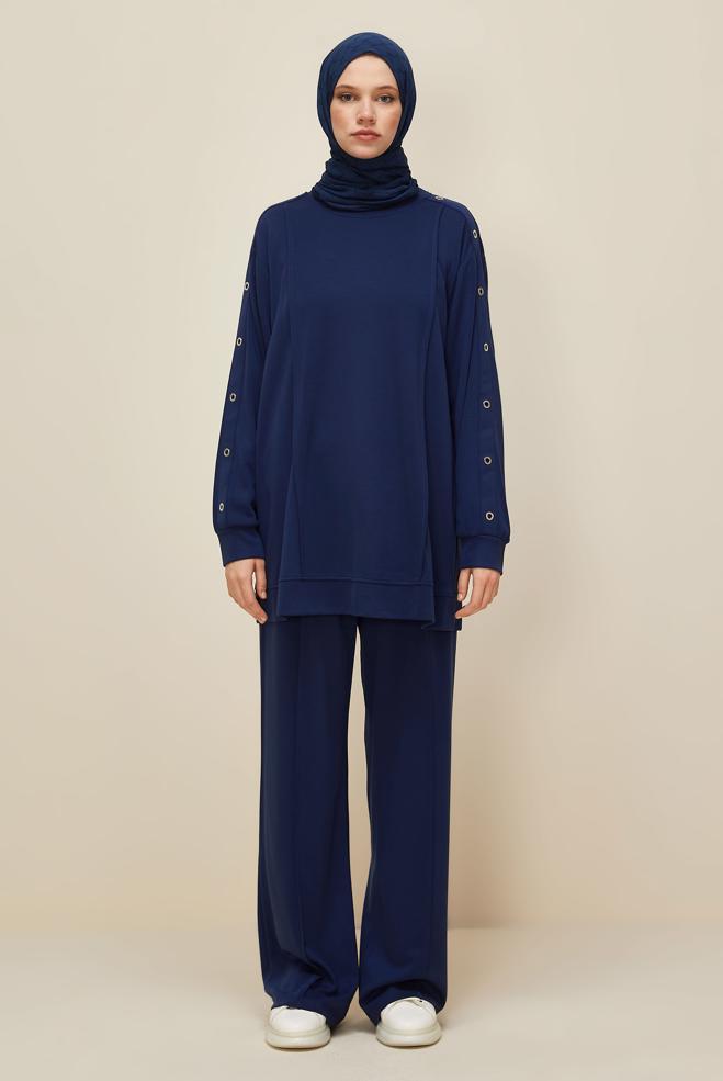 Vêtements hijab BLEU MARINE ENSEMBLE SURVÊTEMENT AVEC PANTALON 45915 - ALVİNA